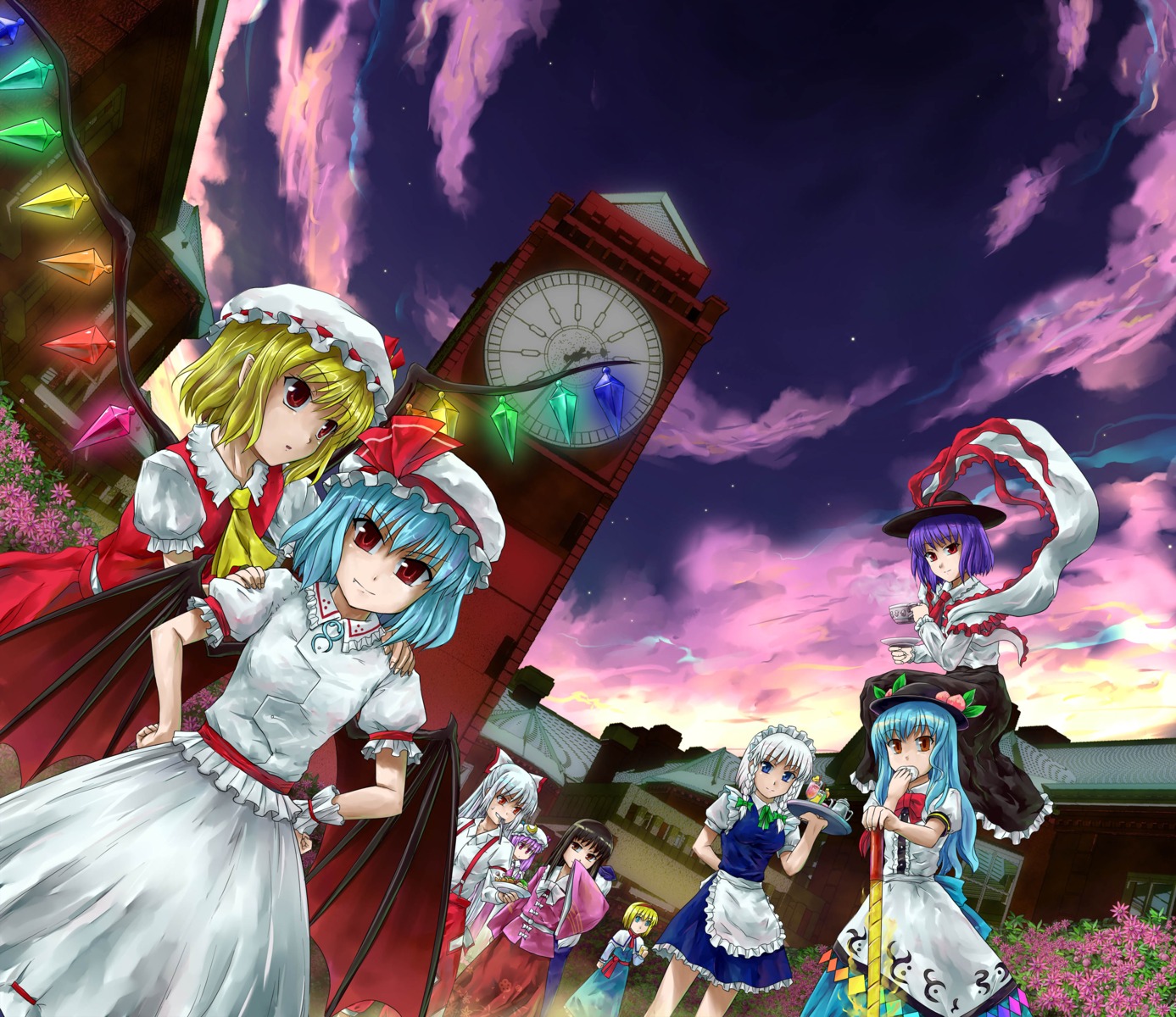 alice_margatroid flandre_scarlet fujiwara_no_mokou hinanawi_tenshi houraisan_kaguya izayoi_sakuya nagae_iku patchouli_knowledge remilia_scarlet touhou tsuyadashi_shuuji yagokoro_eirin