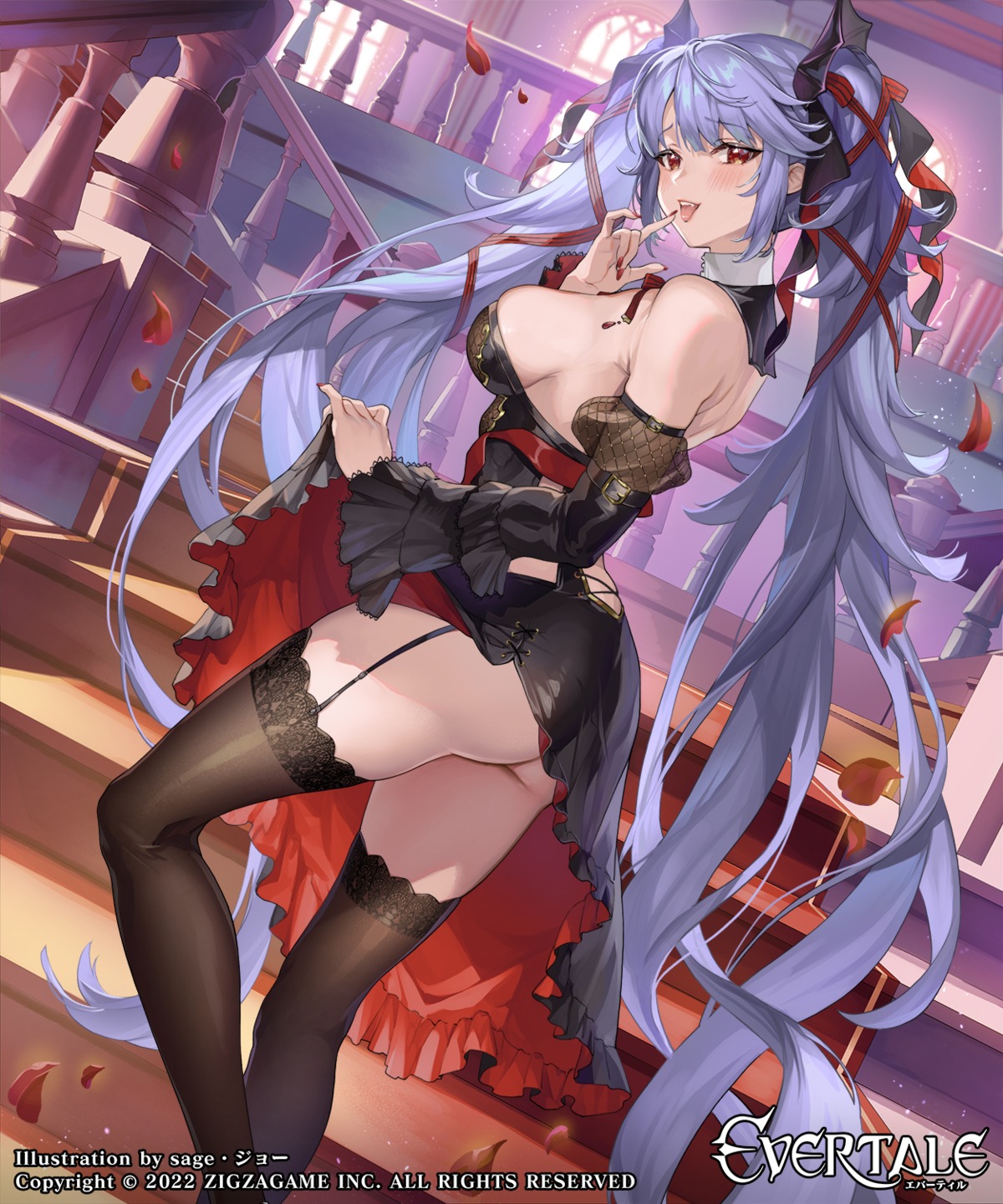 ass dress evertale sage_joh skirt_lift stockings thighhighs