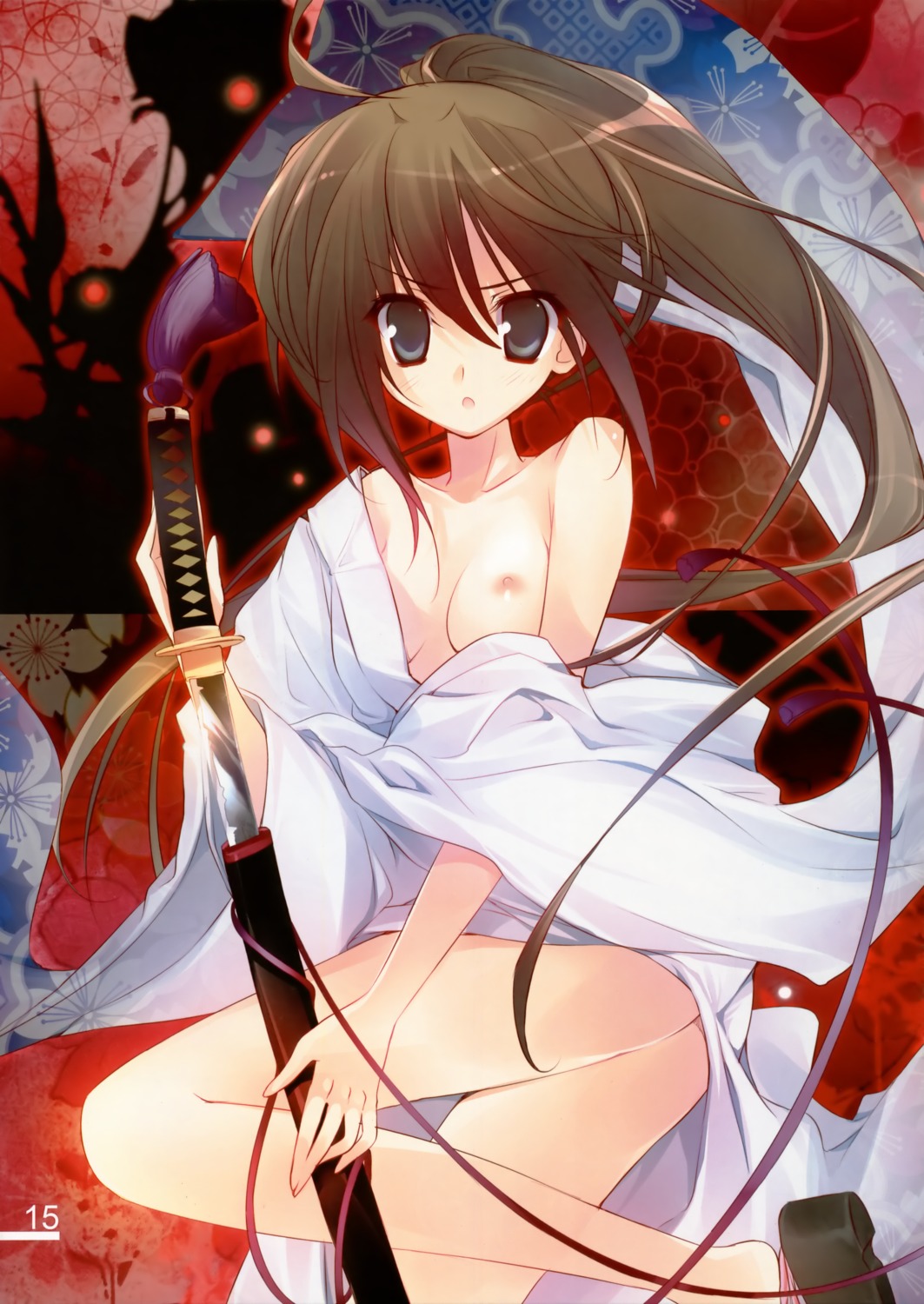 breasts karomix karory nipples no_bra robe sword