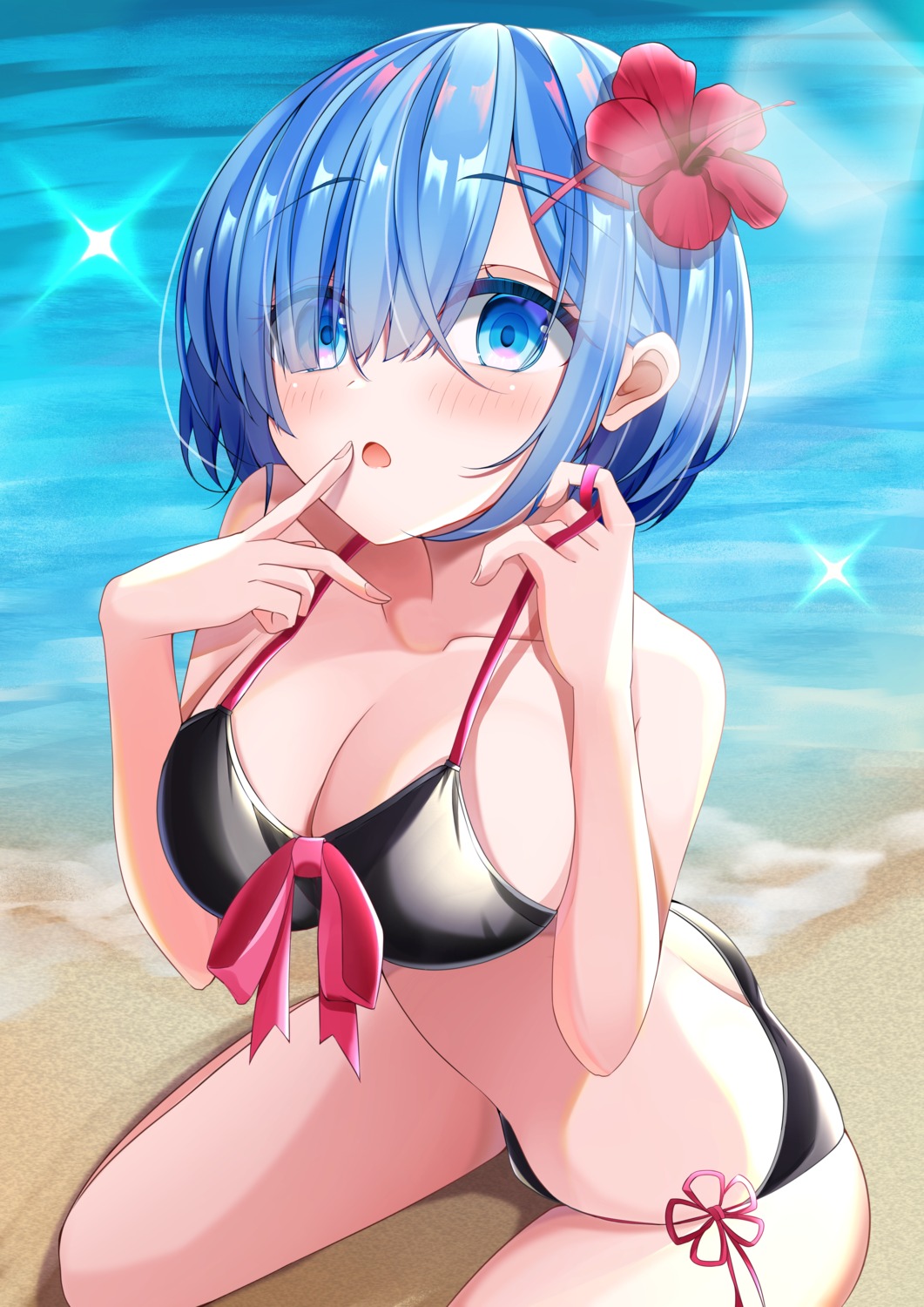 bikini ekidona re_zero_kara_hajimeru_isekai_seikatsu rem_(re_zero) swimsuits