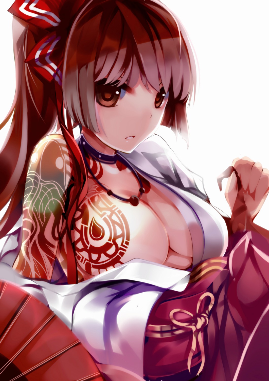 cleavage iron kimono no_bra open_shirt