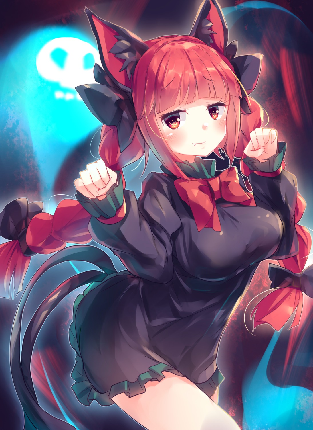 animal_ears dress kaenbyou_rin kanzakietc nekomimi tail touhou