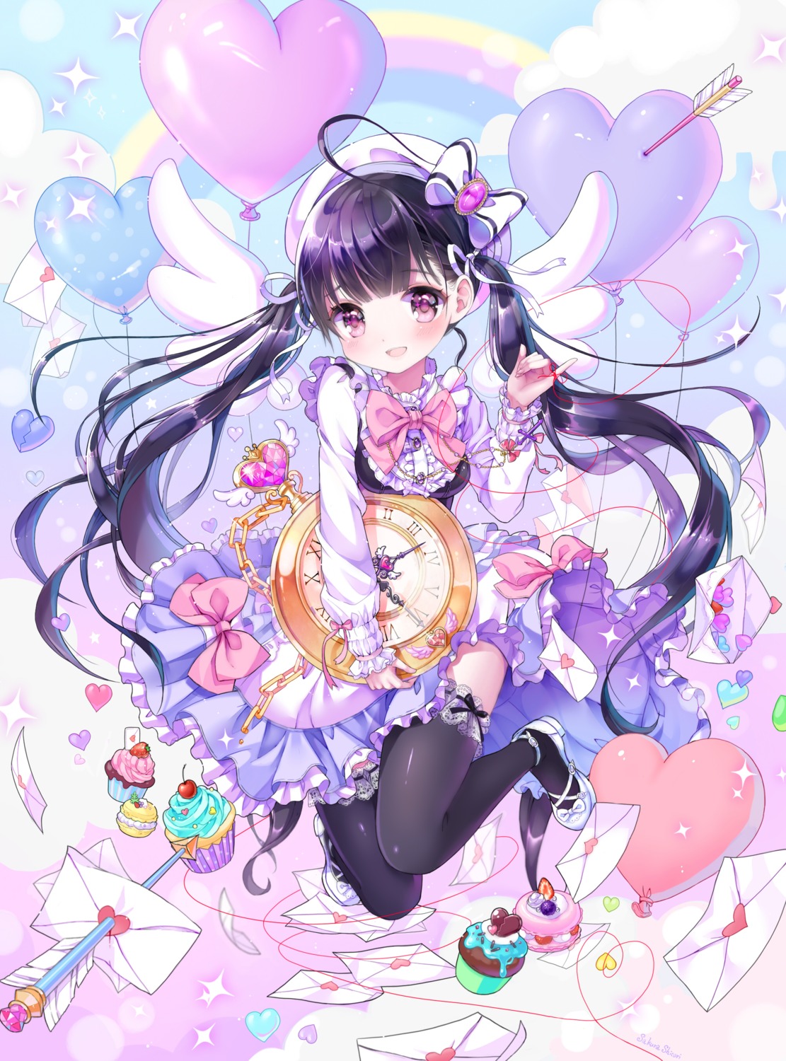 dress garter heels shiori_(xxxsi) thighhighs valentine wings