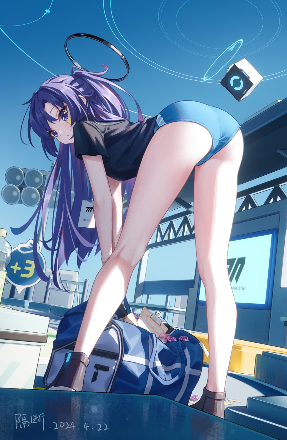 ass blue_archive buruma geduan gym_uniform halo hayase_yuuka tattoo