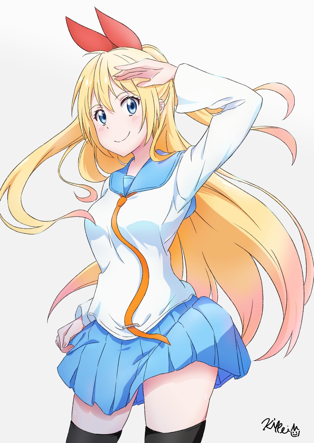 kippei kirisaki_chitoge nisekoi seifuku thighhighs