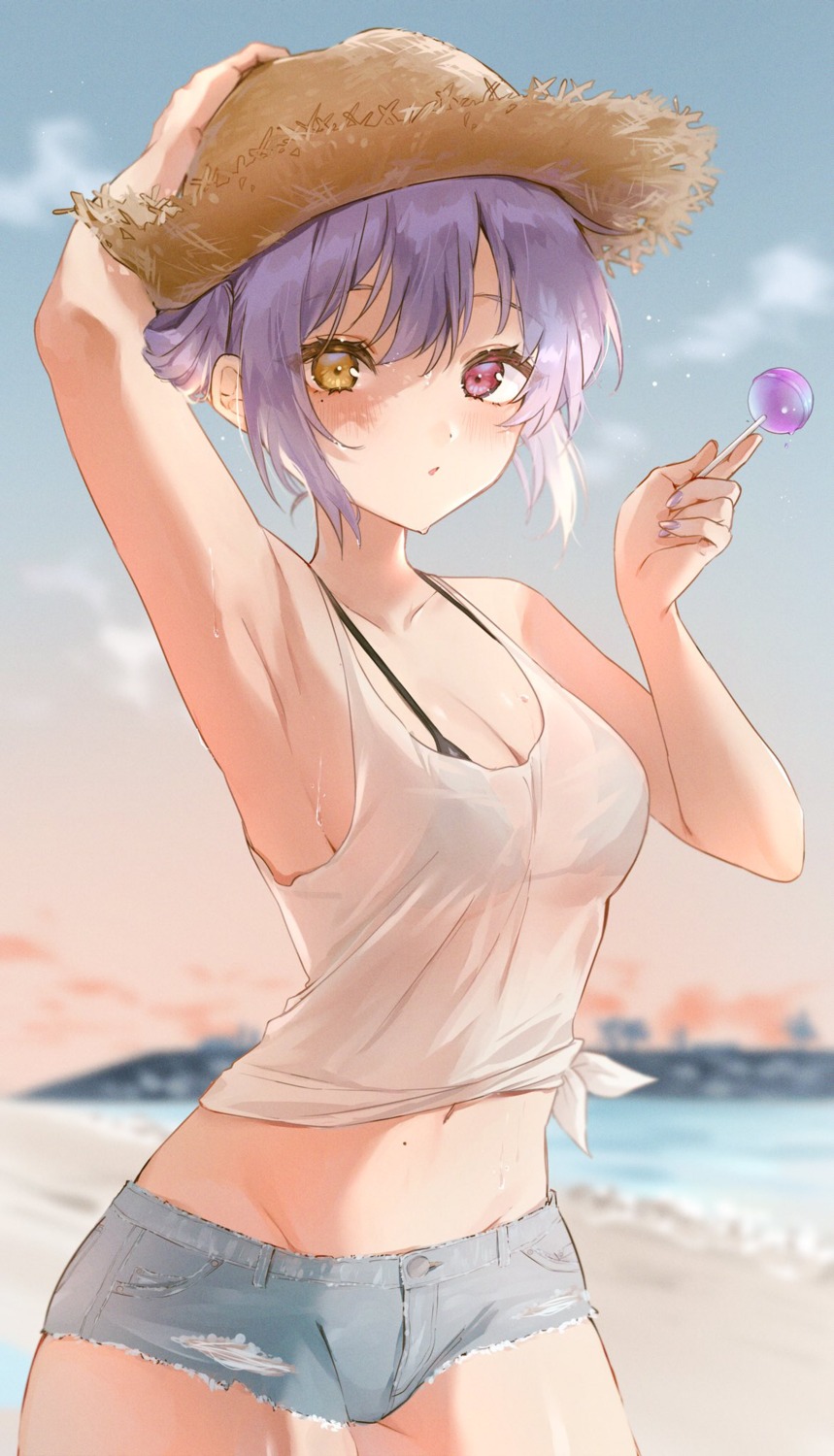 bikini_top harui_(hr_x9_) heterochromia see_through swimsuits torn_clothes