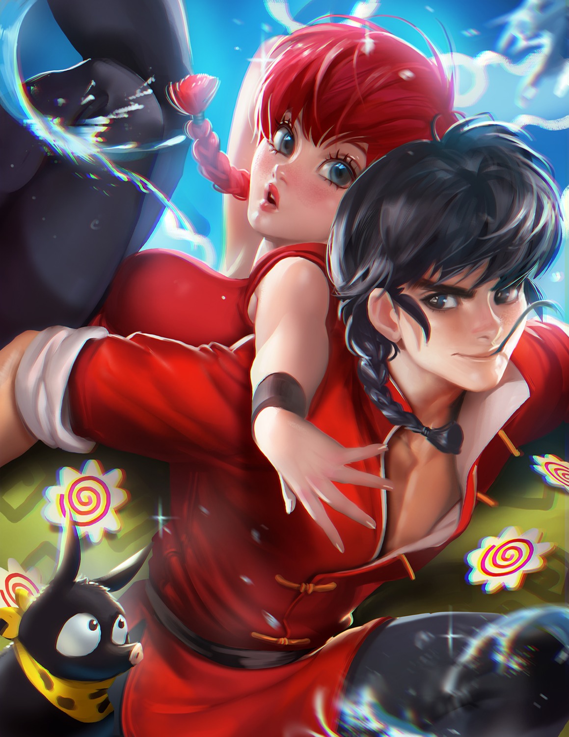 genderswap open_shirt ranma_½ sakimichan saotome_ranma wet