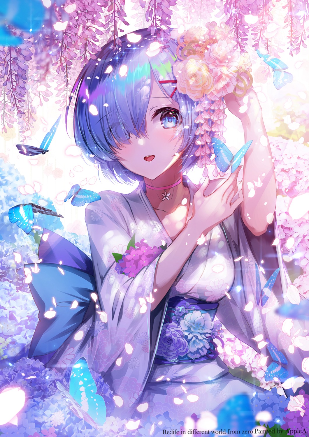 apple_caramel re_zero_kara_hajimeru_isekai_seikatsu rem_(re_zero) yukata