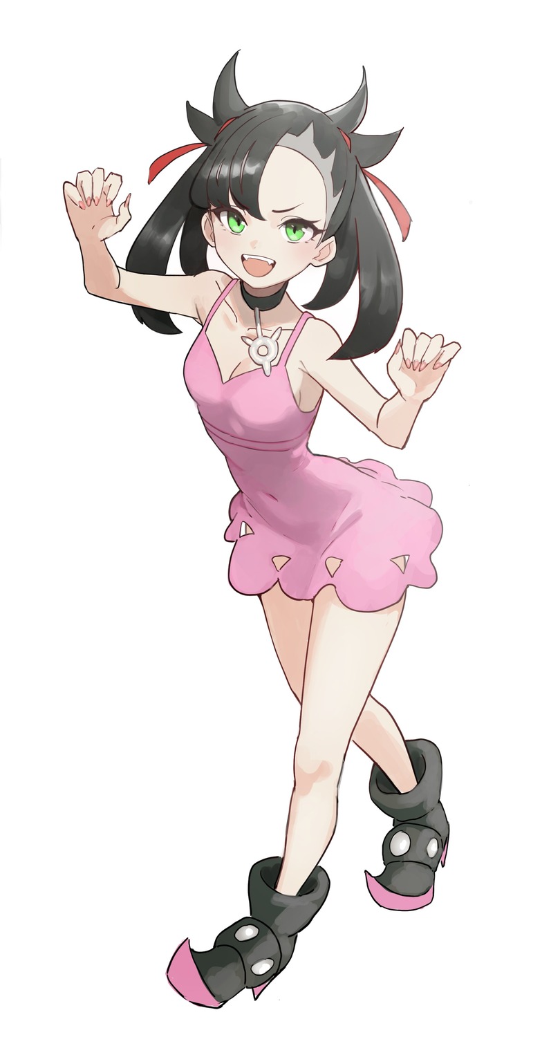 cleavage dress heels kiritzugu mary_(pokemon) pokemon pokemon_swsh