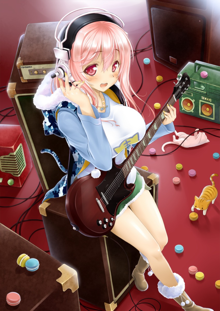 guitar headphones neko okitakung sonico super_sonico