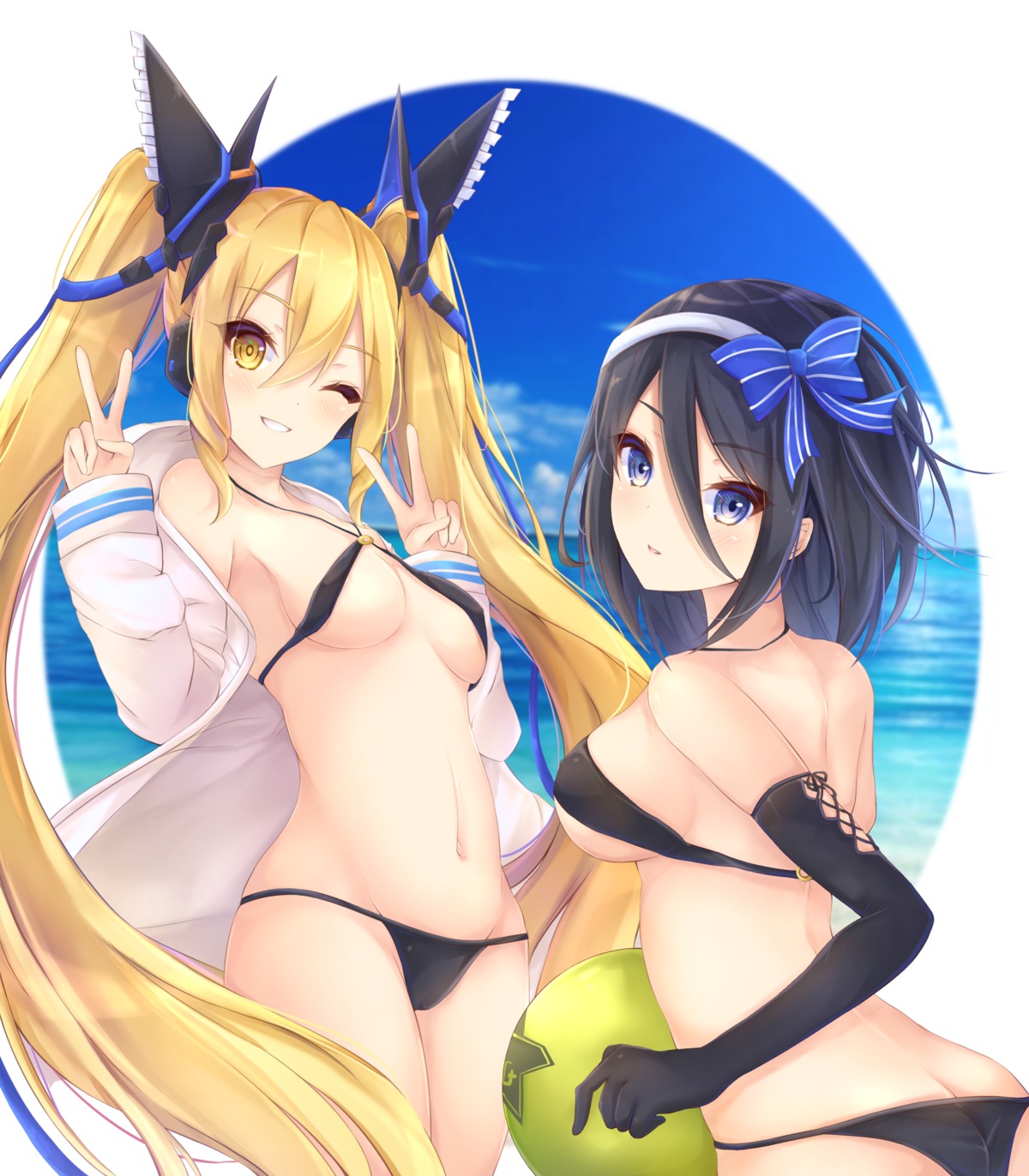 ass bikini kiri_serea open_shirt phantasy_star_online_2 swimsuits underboob