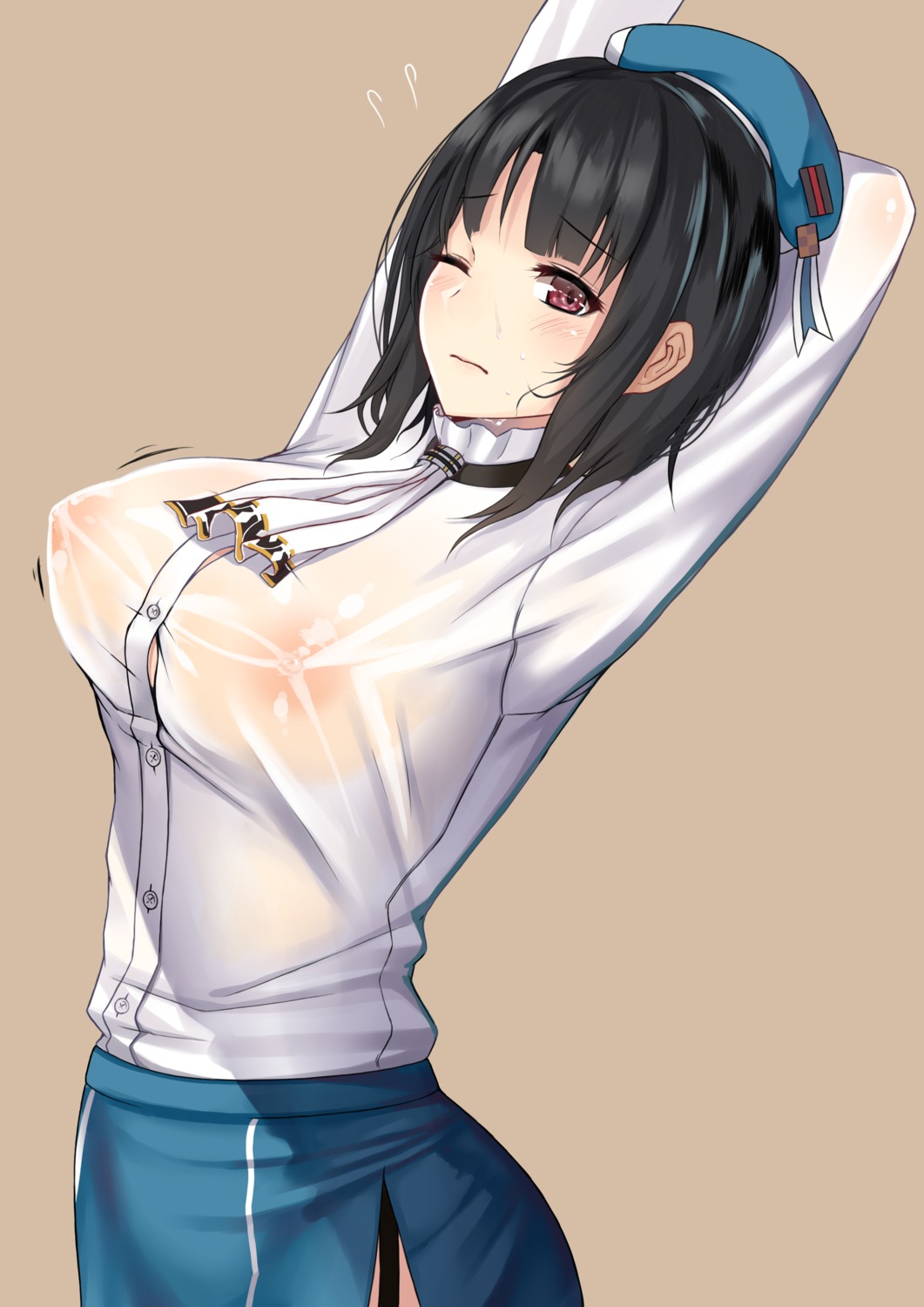 atelier_yuu erect_nipples kantai_collection no_bra see_through takao_(kancolle) uniform