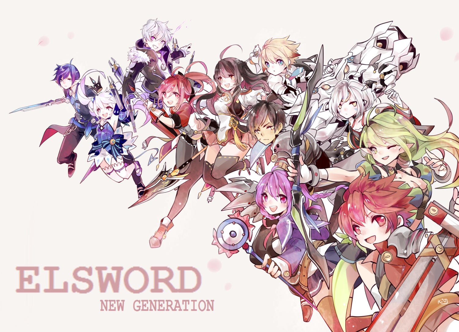 add_(elsword) aisha_(elsword) ara_haan armor chung_(elsword) ciel_(elsword) cleavage elesis elf elsword elsword_(elsword) eve_(elsword) kio lu_(elsword) pantyhose pointy_ears raven_(elsword) rena_(elsword) sword thighhighs weapon