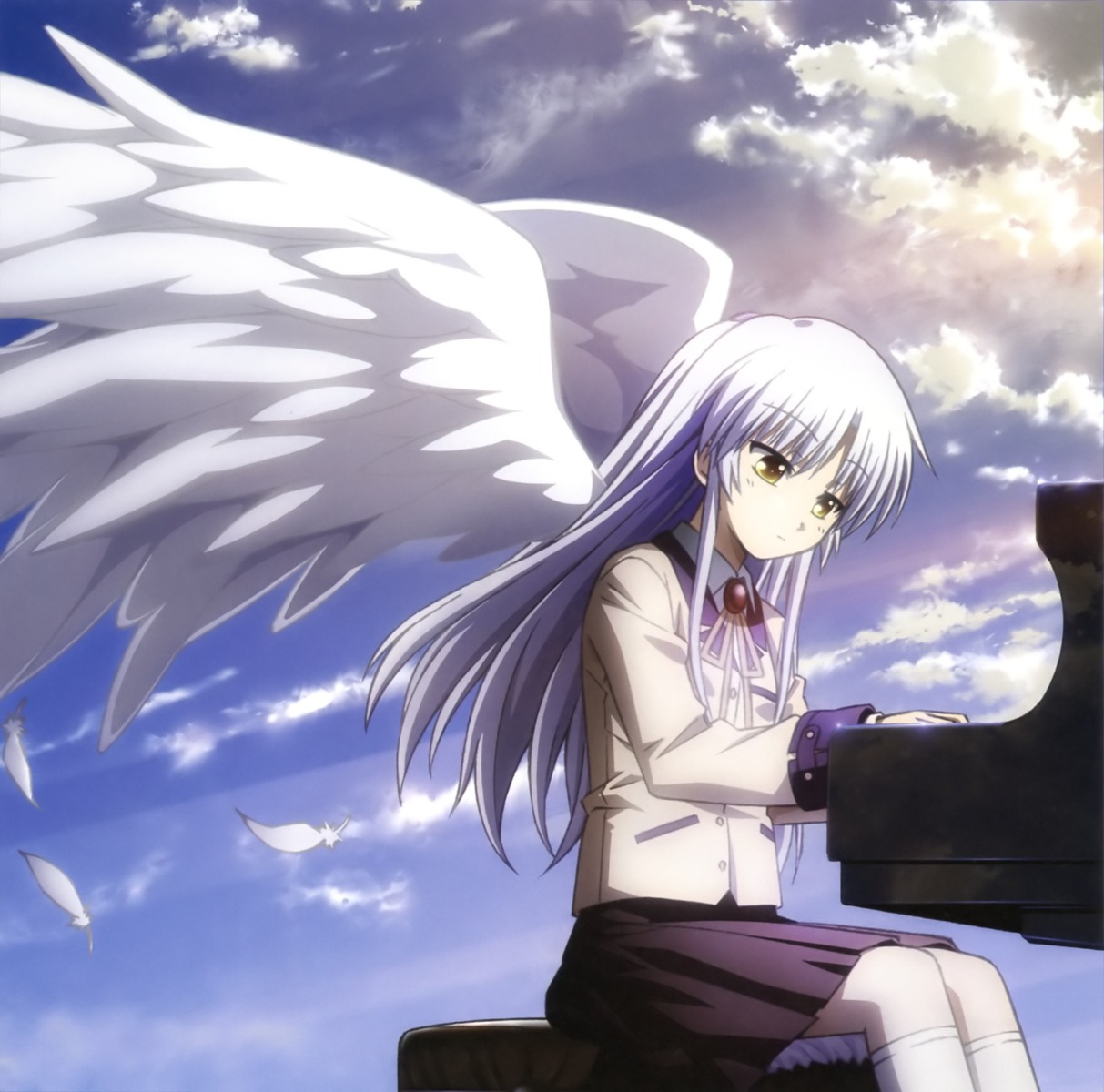 angel_beats! paper_texture seifuku tachibana_kanade wings