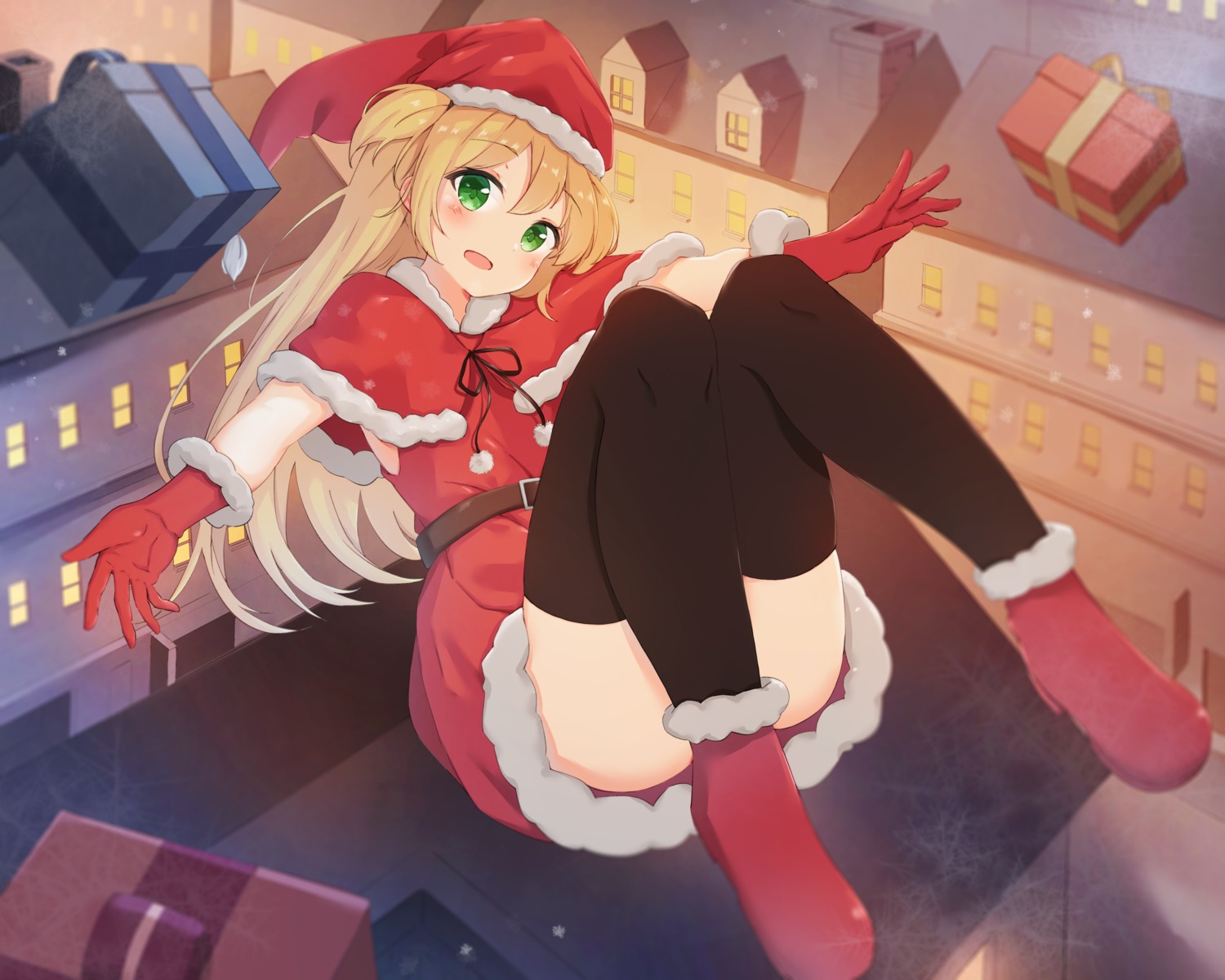 christmas dress heels thighhighs xue_lu