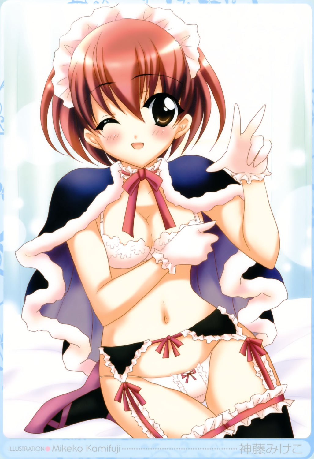 bra breast_hold cleavage garter_belt pantsu shindou_mikeko stockings thighhighs