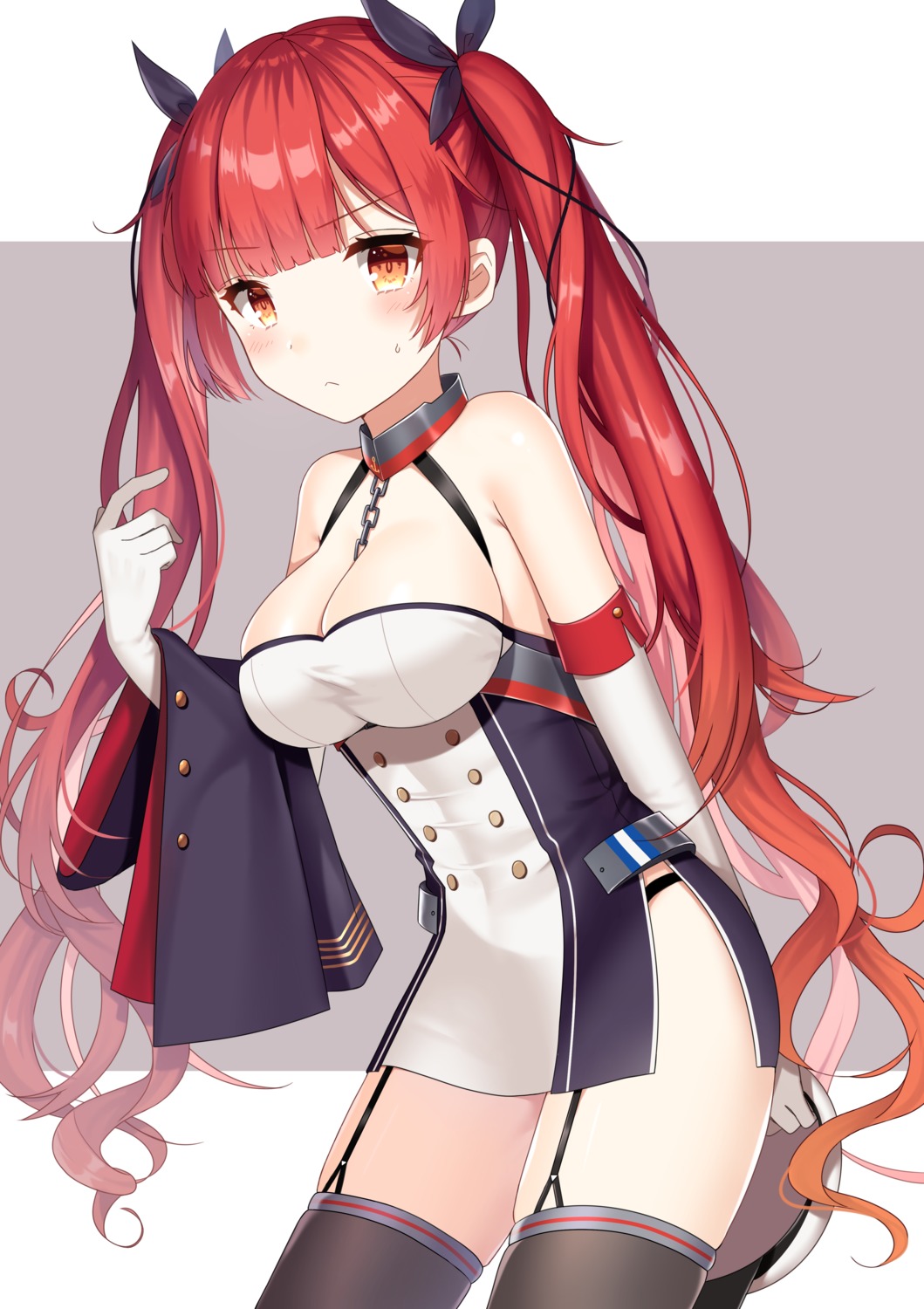 azur_lane cleavage dress honolulu_(azur_lane) izumo_neru stockings thighhighs