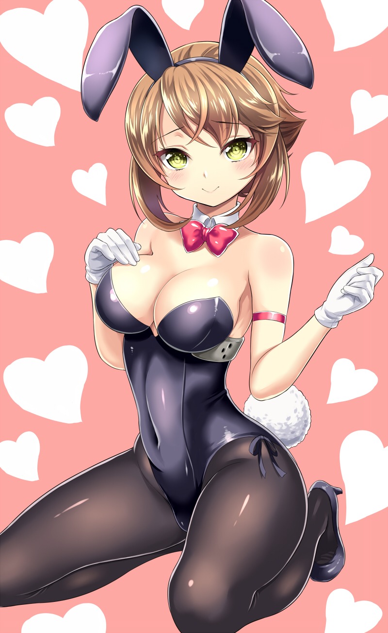 animal_ears bunny_ears bunny_girl cleavage kantai_collection kase_daiki mutsu_(kancolle) pantyhose tail