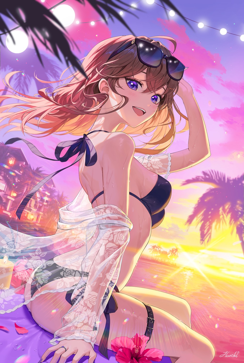 ass bikini garter heartki megane open_shirt see_through swimsuits thong