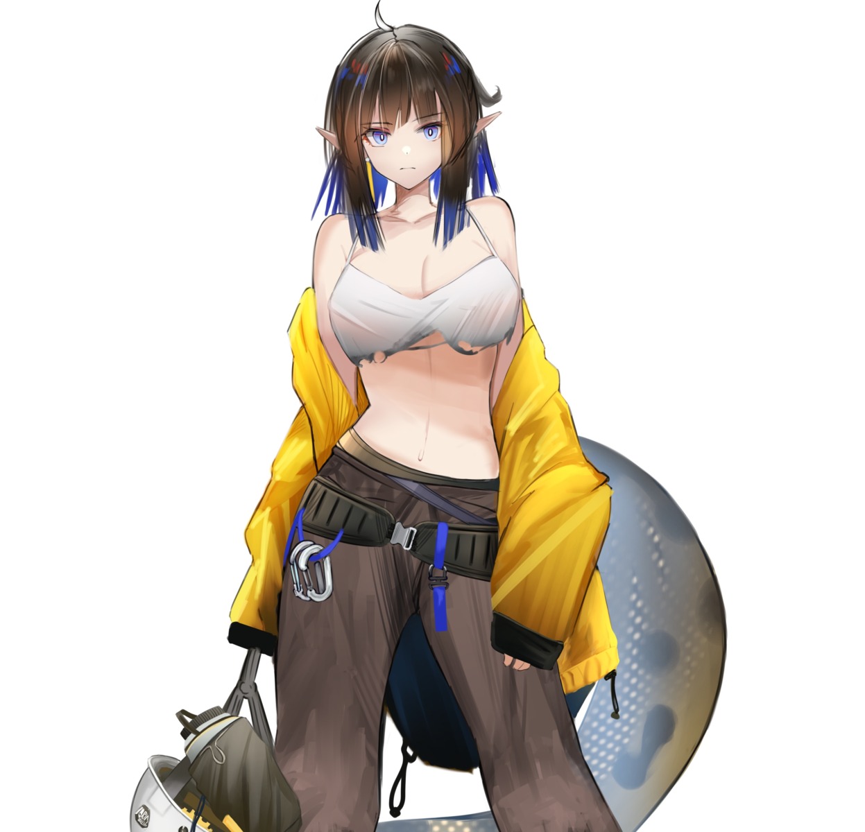 arknights eunectes_(arknights) no_bra pointy_ears tagme tail torn_clothes