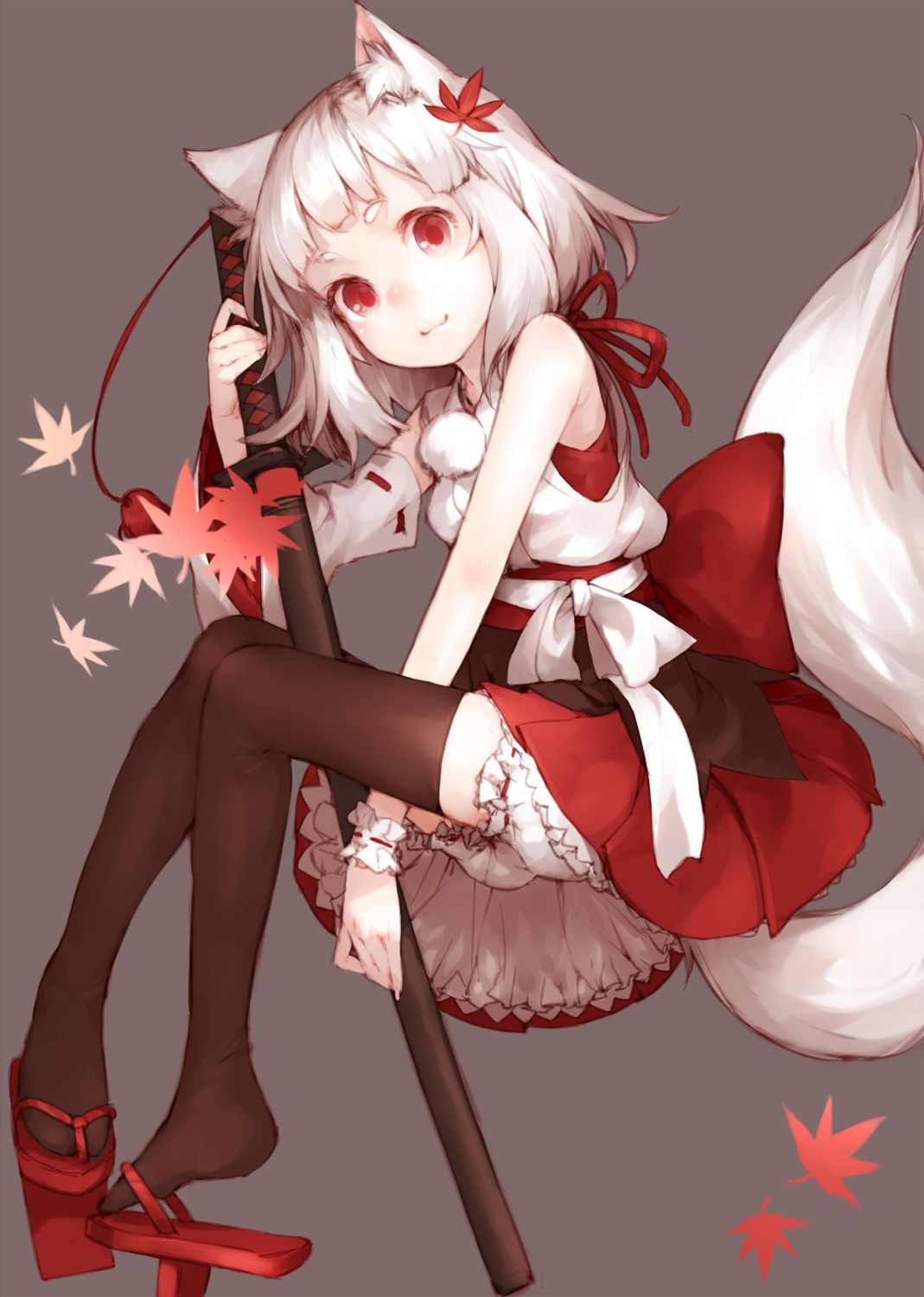 animal_ears bloomers inubashiri_momiji junwool tail thighhighs touhou