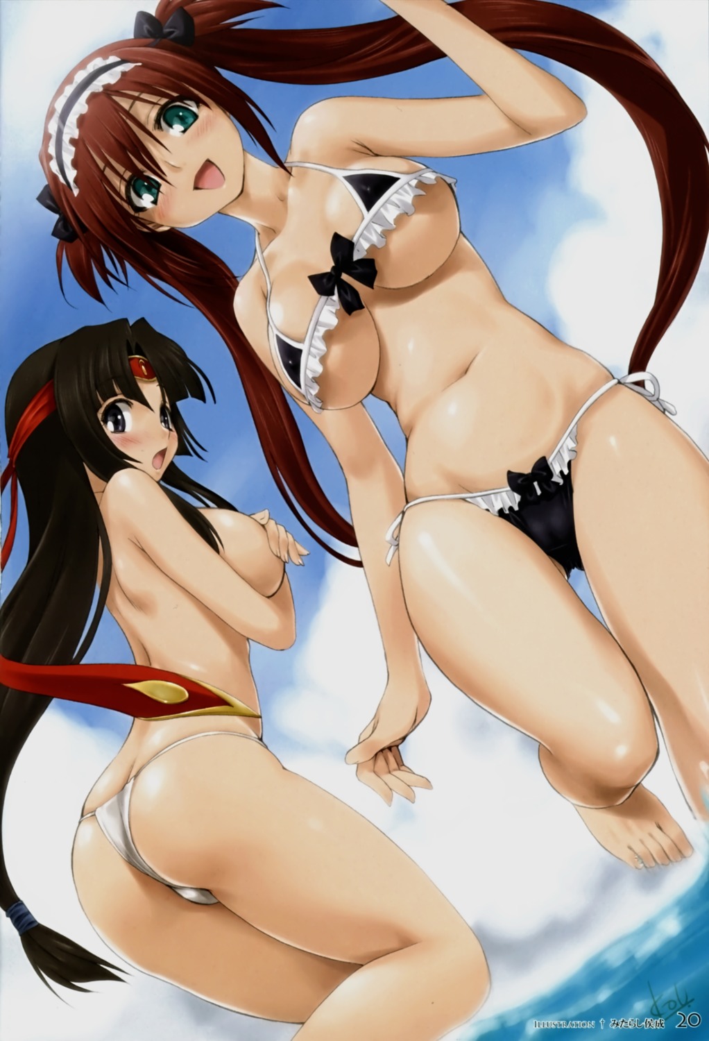 airi ass bikini breast_hold mitarashi_kousei queen's_blade swimsuits tomoe topless underboob