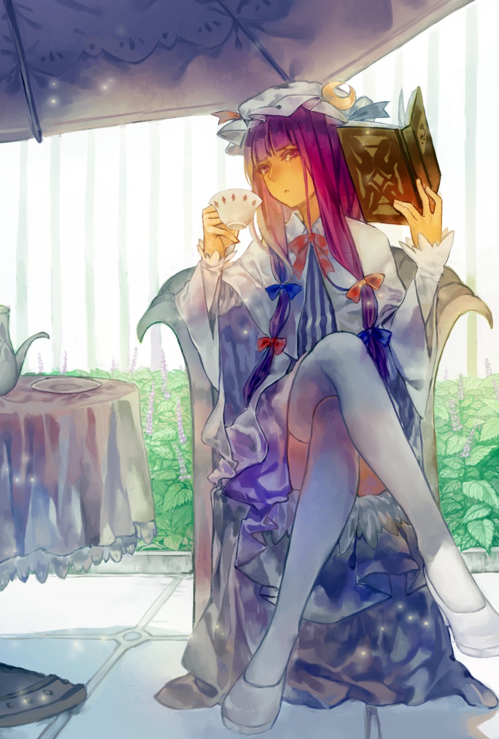 dress heels mister_rhino patchouli_knowledge thighhighs touhou