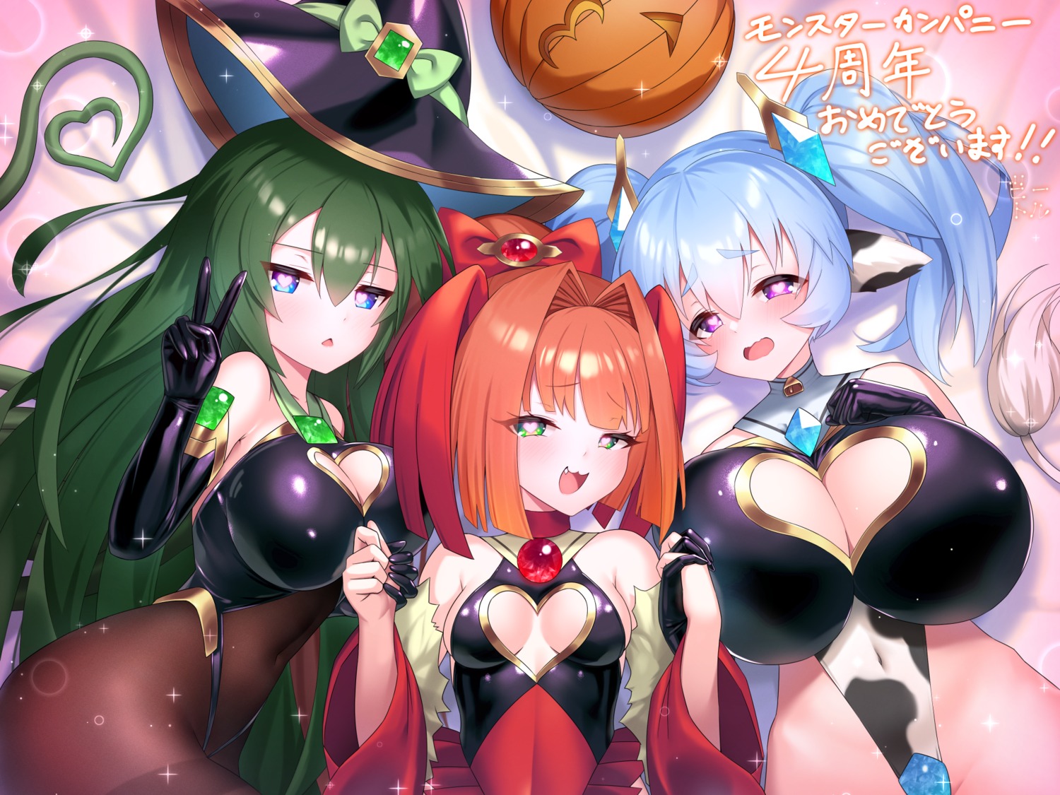 animal_ears bettle_(b_s_a_n) cleavage leotard no_bra tail witch