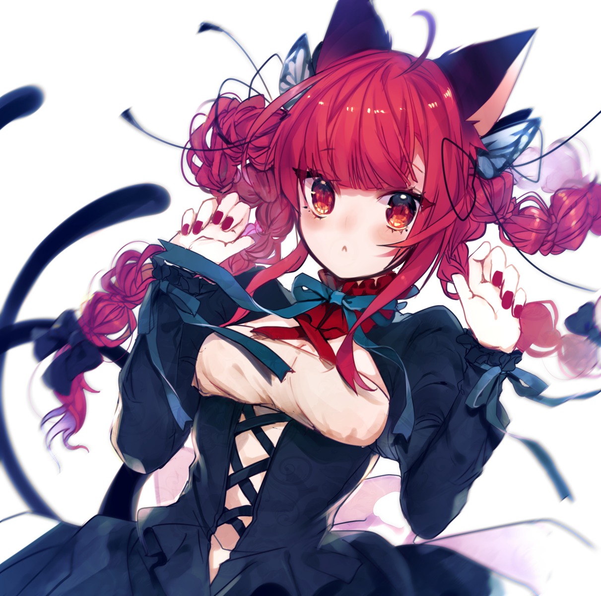 animal_ears daimaou_ruaeru dress kaenbyou_rin nekomimi tail touhou