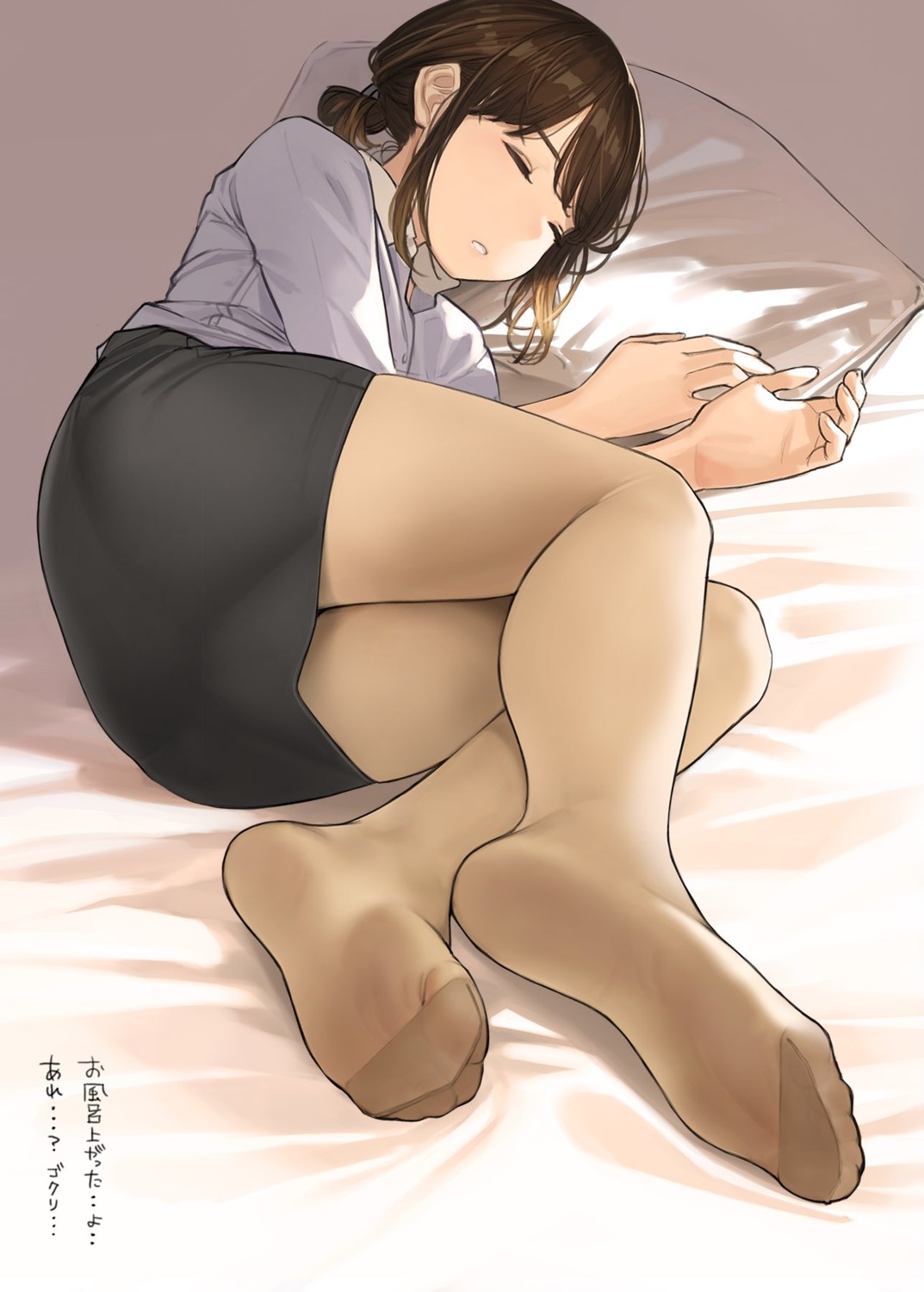 ass dress_shirt feet ganbare_douki-chan pantyhose yom