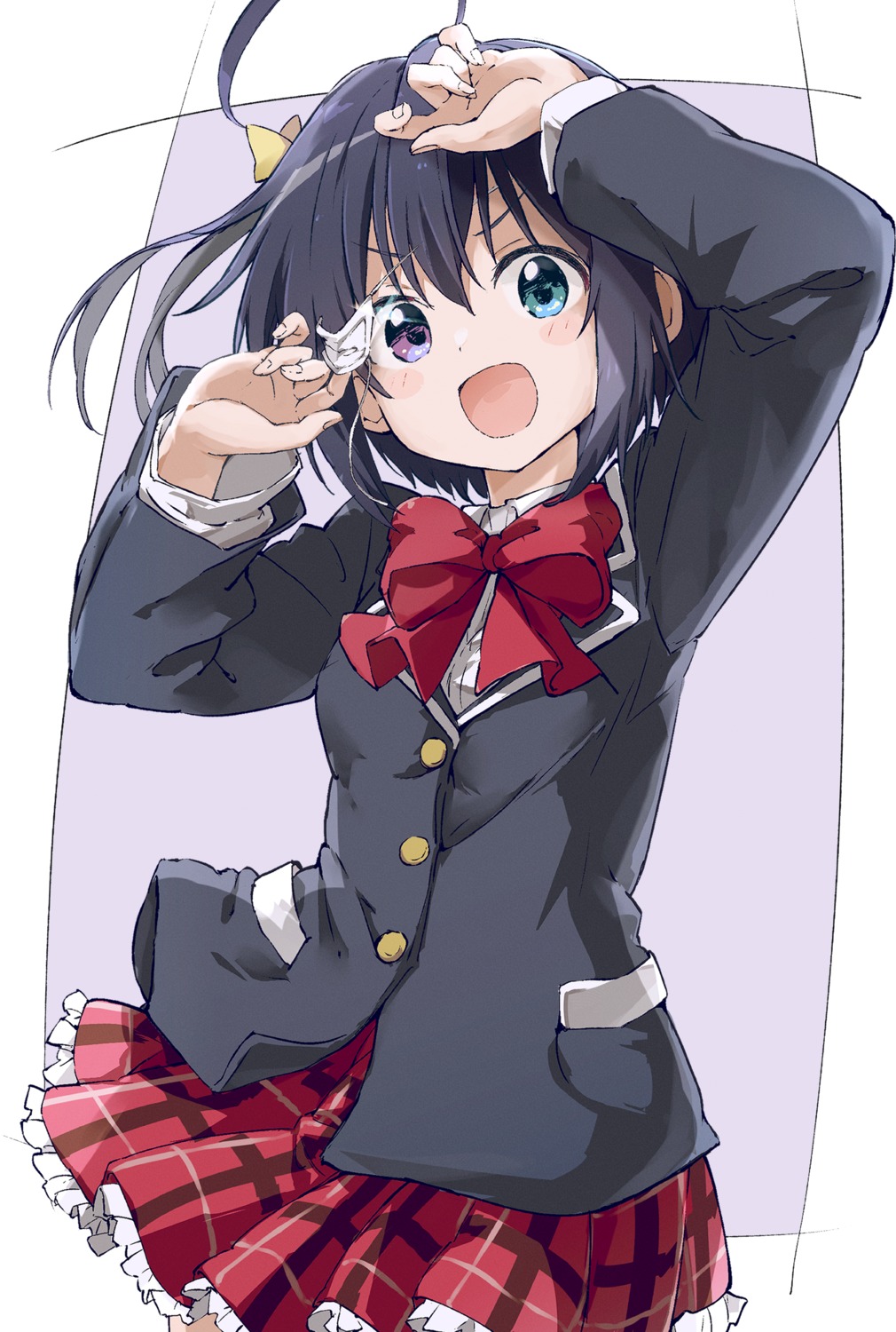 chuunibyou_demo_koi_ga_shitai! eyepatch heterochromia rauto seifuku skirt_lift takanashi_rikka