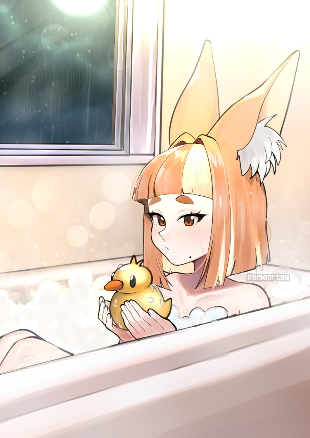 animal_ears bathing cream kitsune kumaartsu topless