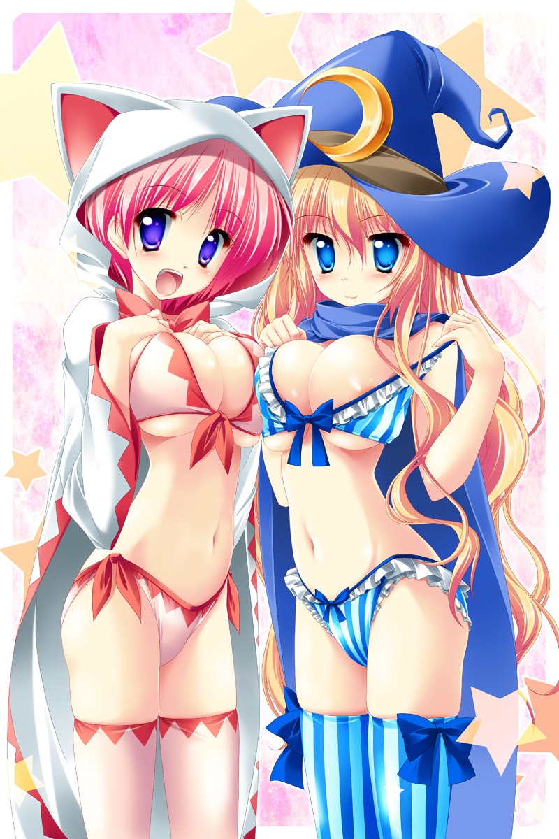 bra cleavage final_fantasy final_fantasy_iii kamiya_tomoe pantsu thighhighs witch