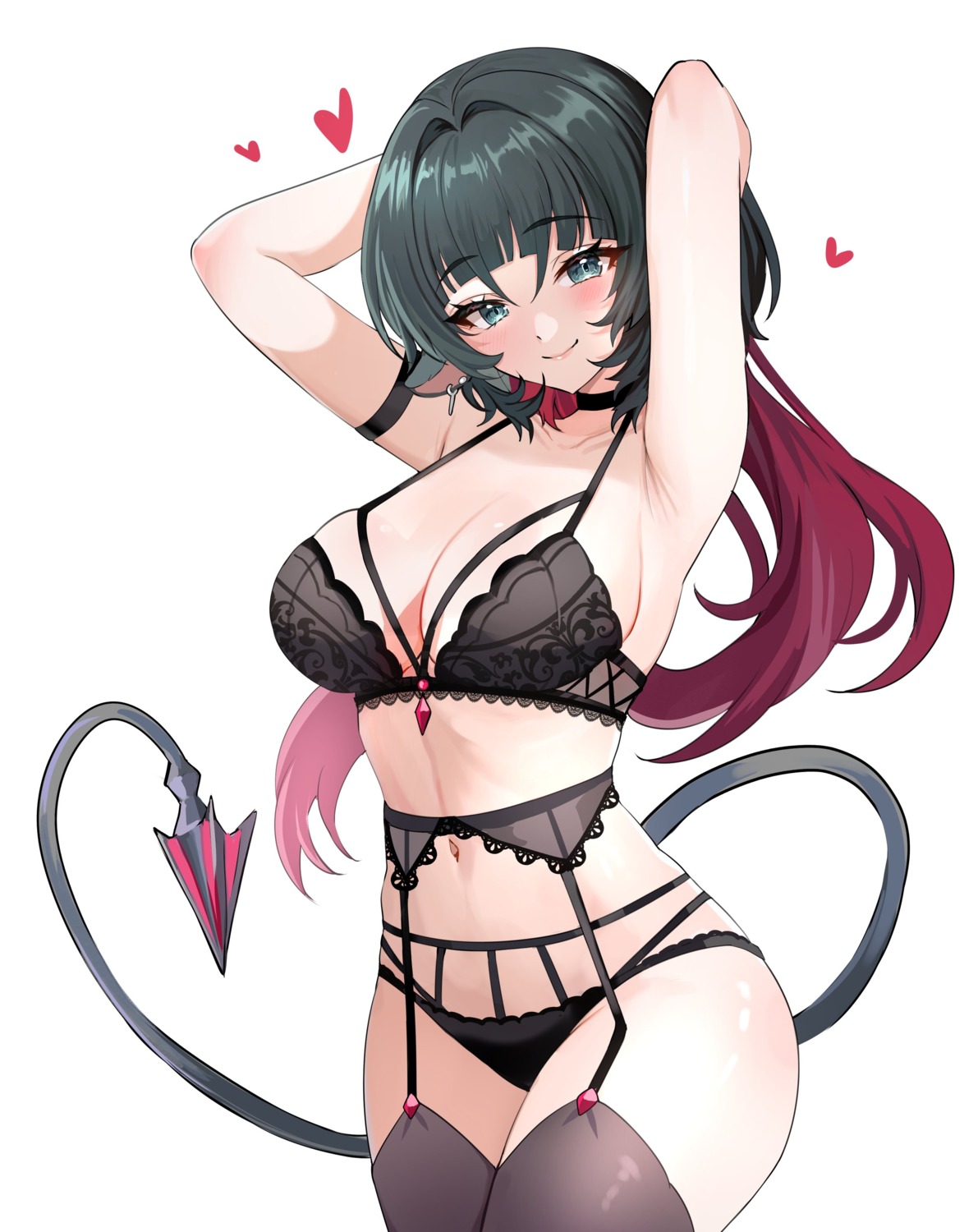 animal_ears bra garter_belt jane_doe jirafuru lingerie pantsu stockings tail thighhighs zenless_zone_zero