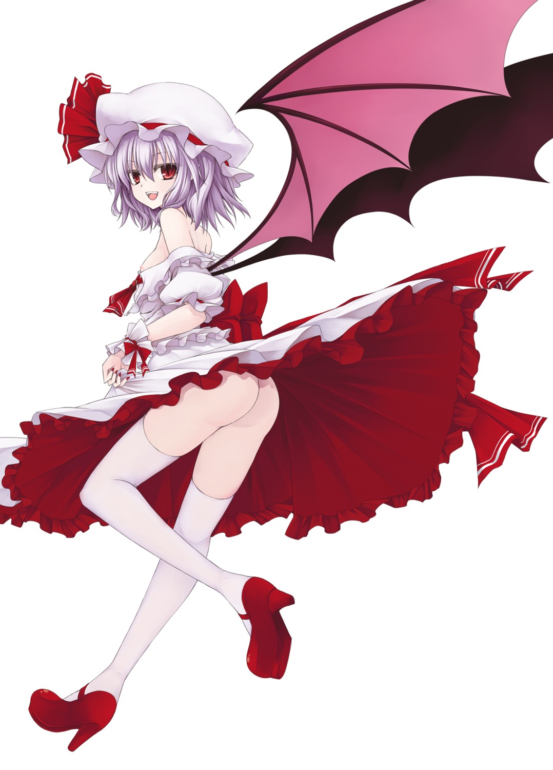 ass breasts dress heels loli nipples no_bra nopan remilia_scarlet thighhighs touhou utakata wings