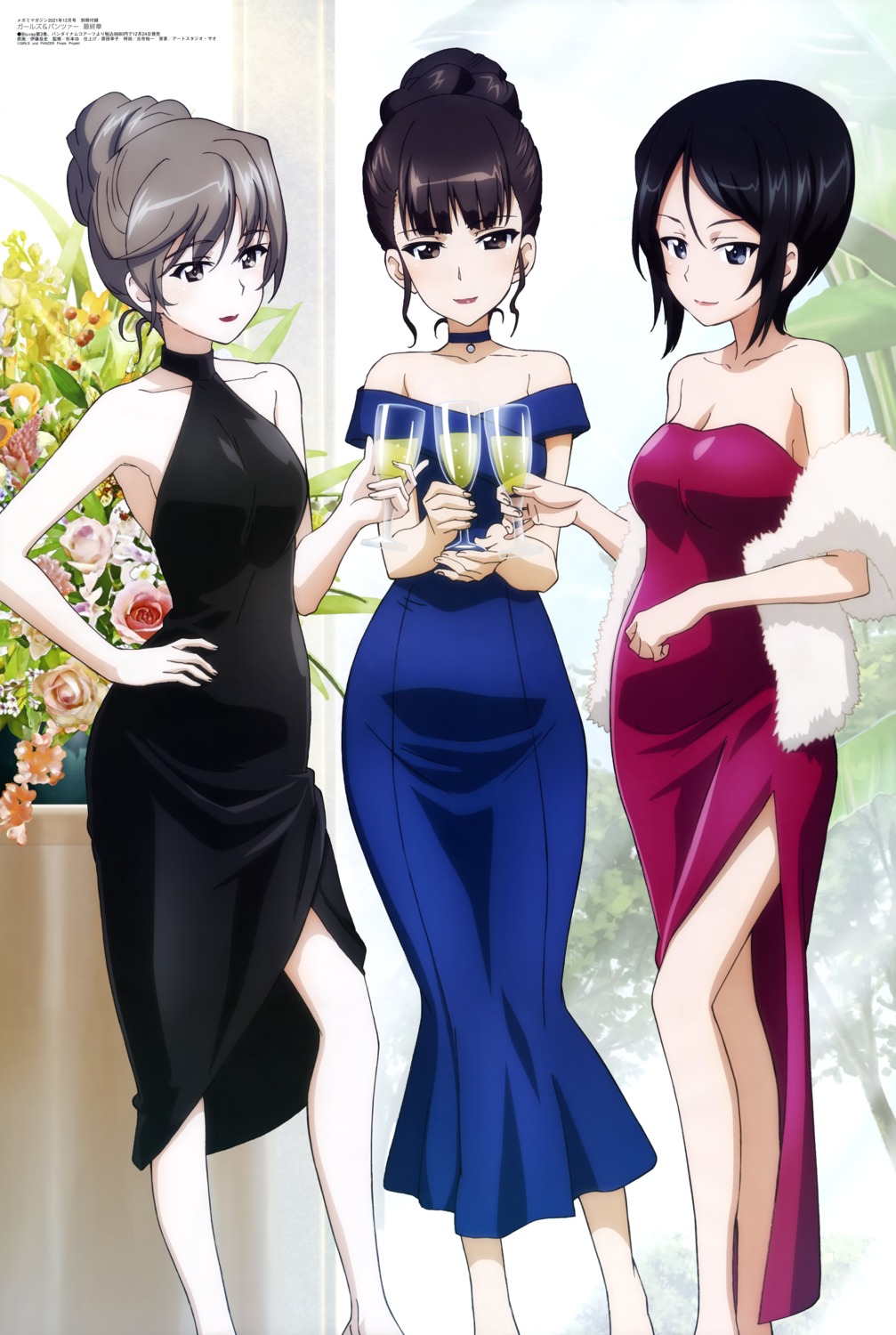 chouno_ami cleavage dress girls_und_panzer itou_takeshi nishizumi_shiho no_bra shimada_chiyo