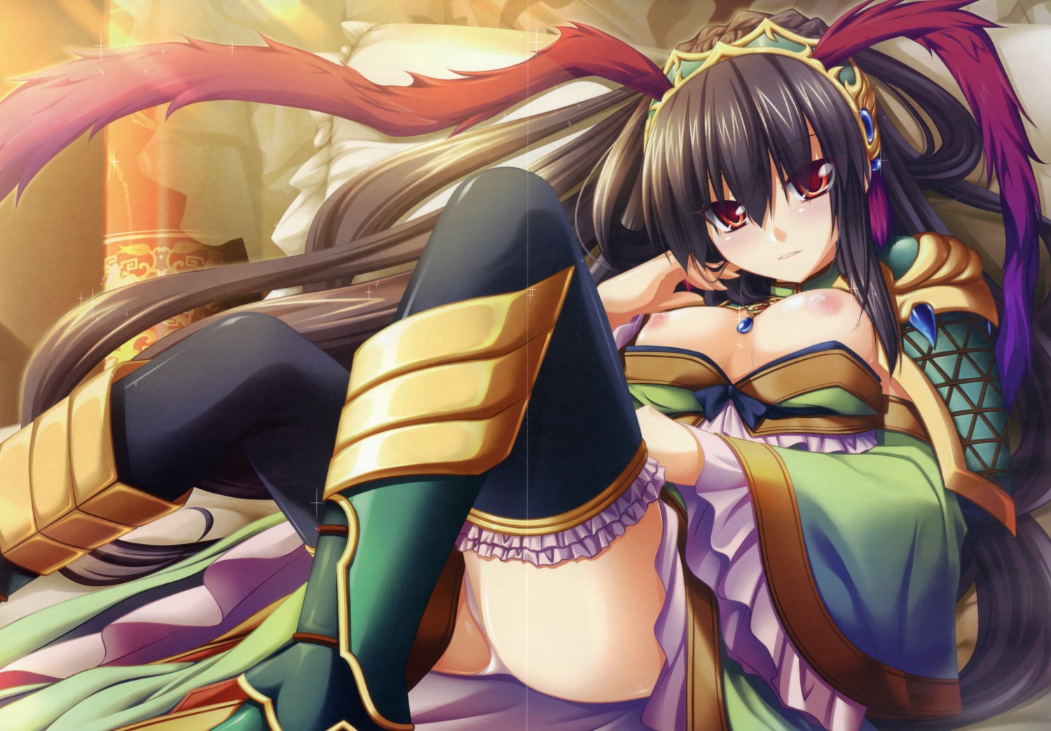 breasts crease eushully japanese_clothes kamidori_alchemy_meister nipples pantsu thighhighs yakuri yuera