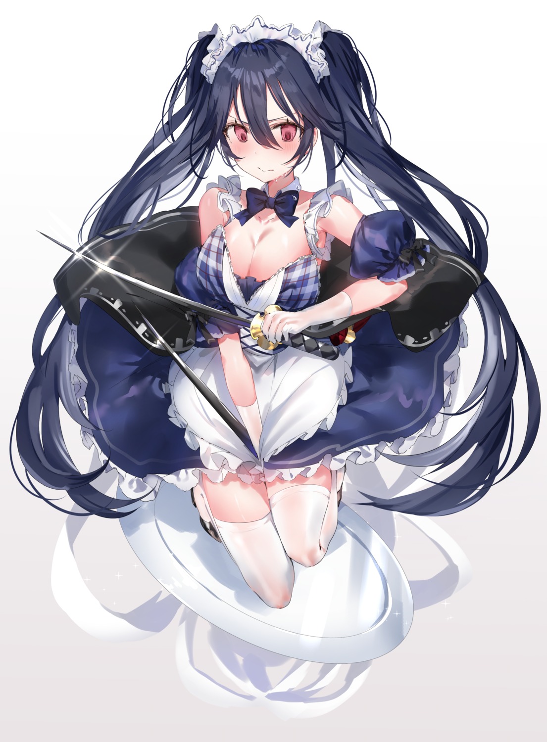 cleavage fantasy_project heels maid skirt_lift sword thighhighs yuuko_(030_yuko)