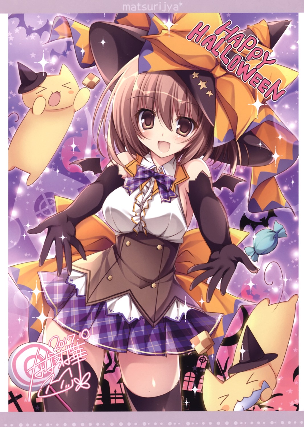 halloween matsurija nanaroba_hana neko thighhighs wings witch