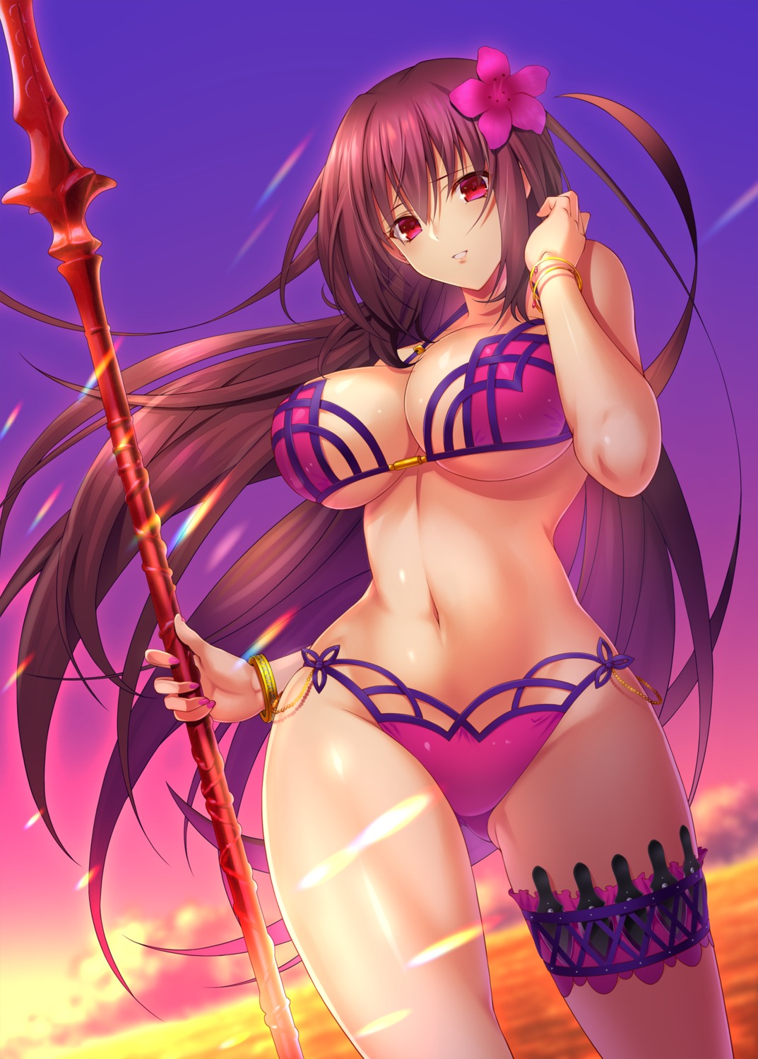 bikini emanon_123 fate/grand_order garter scathach_(fate/grand_order) swimsuits weapon