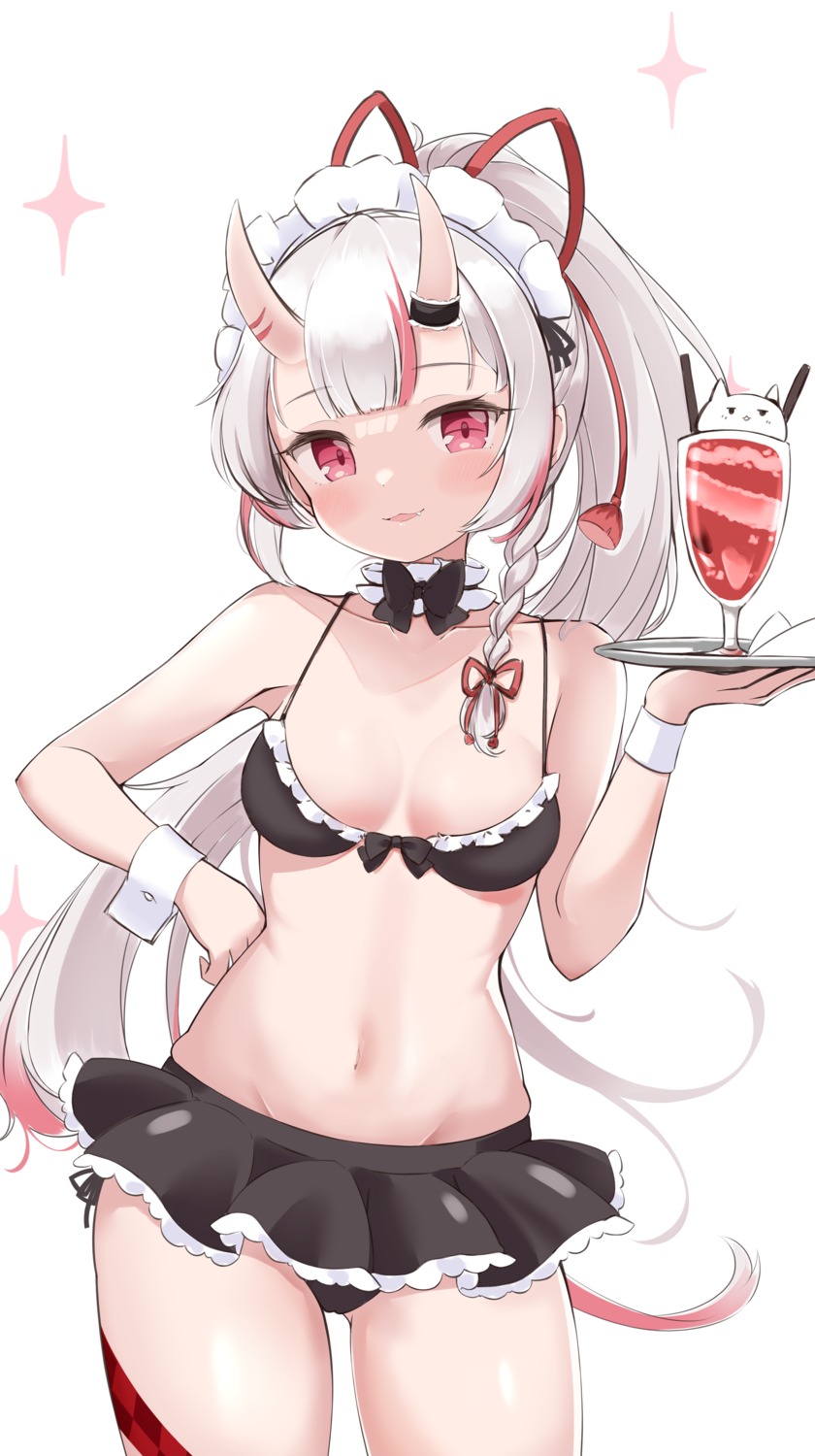 bikini cocozasa garter hololive horns maid nakiri_ayame swimsuits