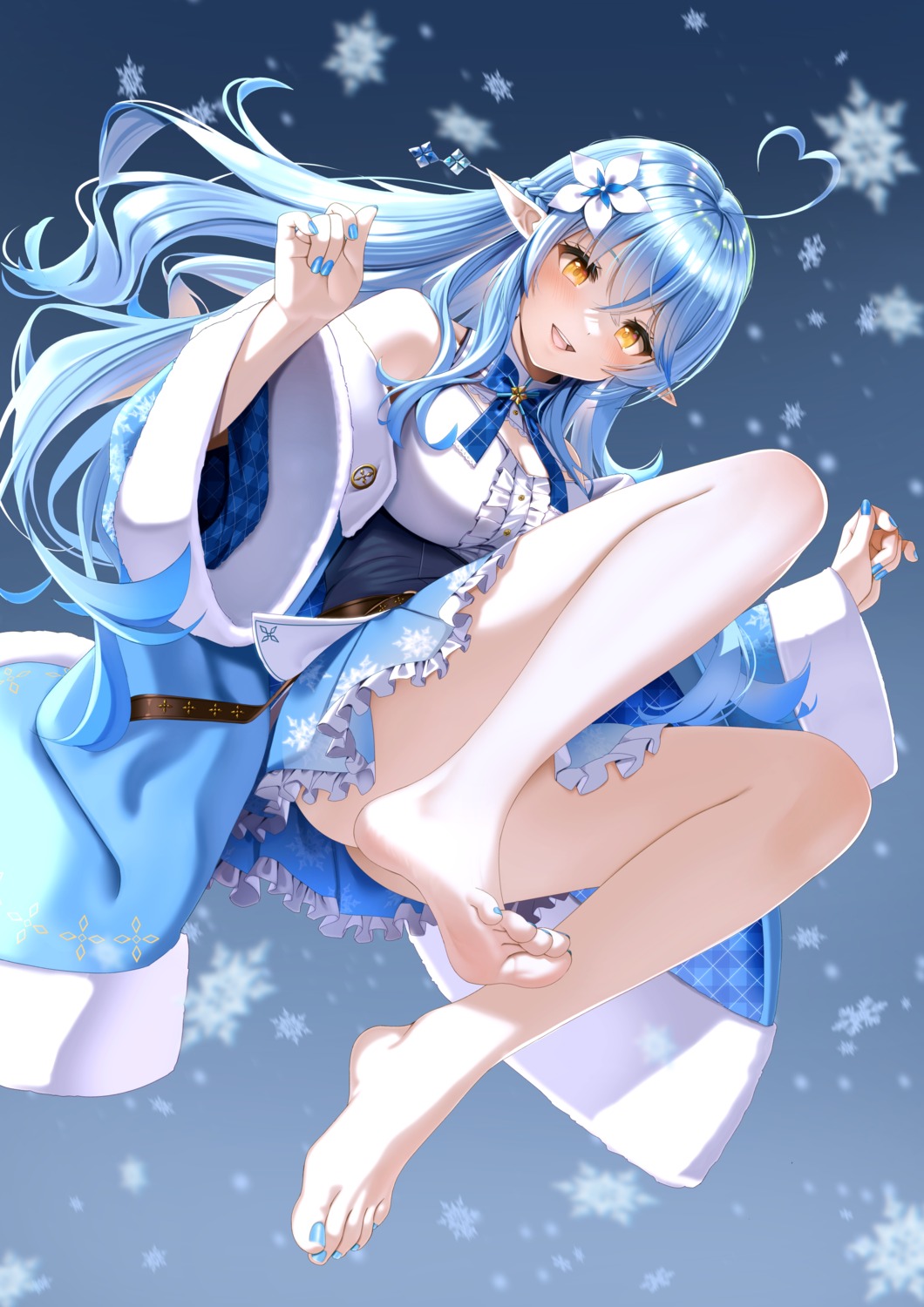 casino_(casinoep) elf feet hololive pointy_ears skirt_lift yukihana_lamy