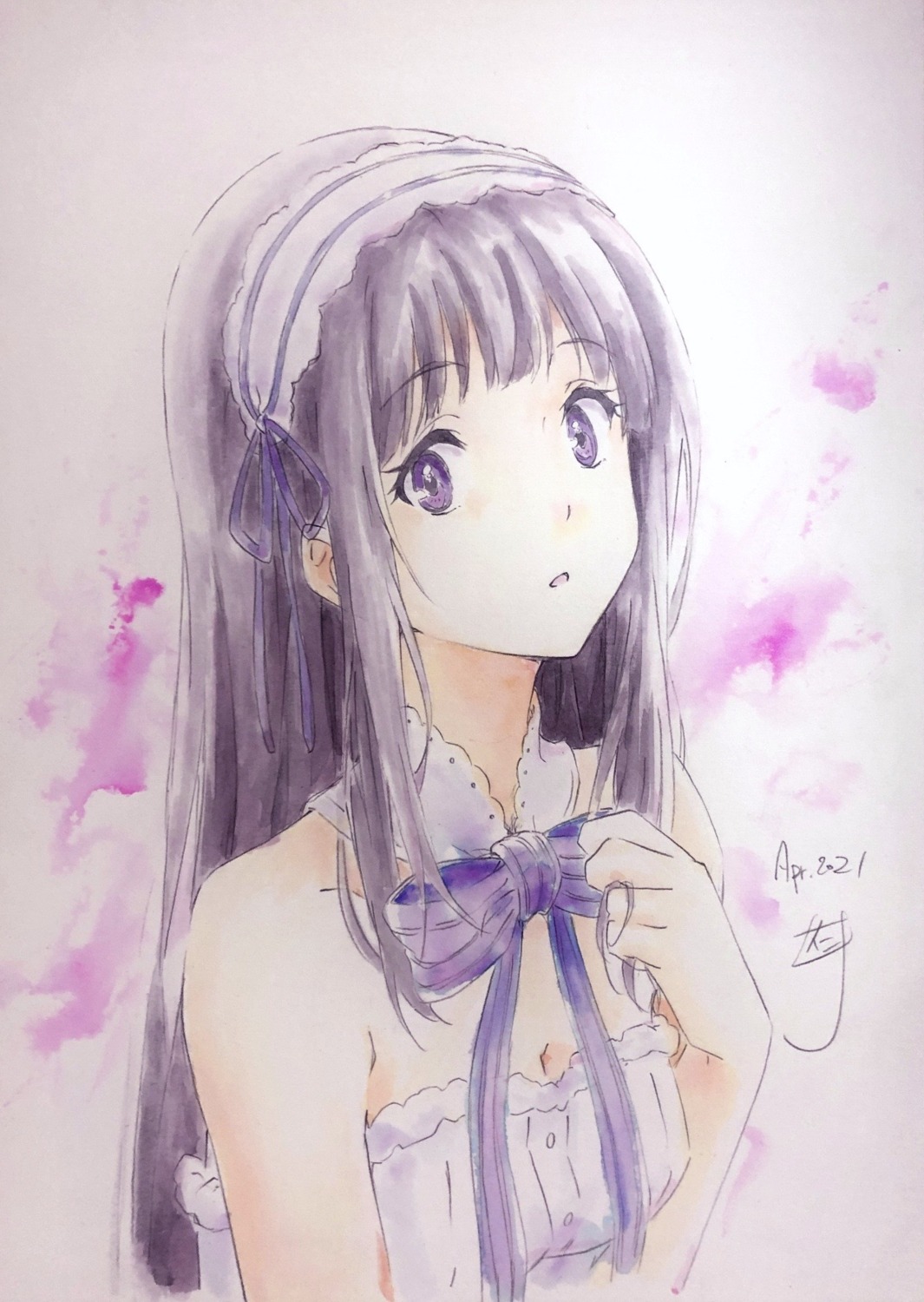 chitanda_eru cleavage hyouka nii_manabu sketch