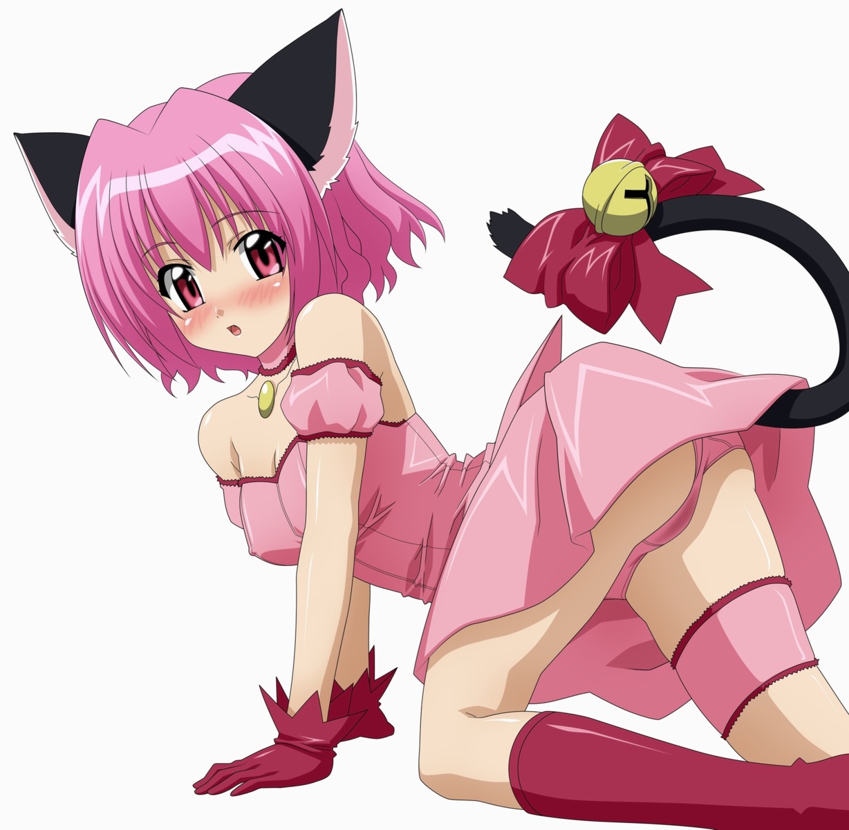 animal_ears momomiya_ichigo nekomimi pantsu tokyo_mew_mew wave_ride