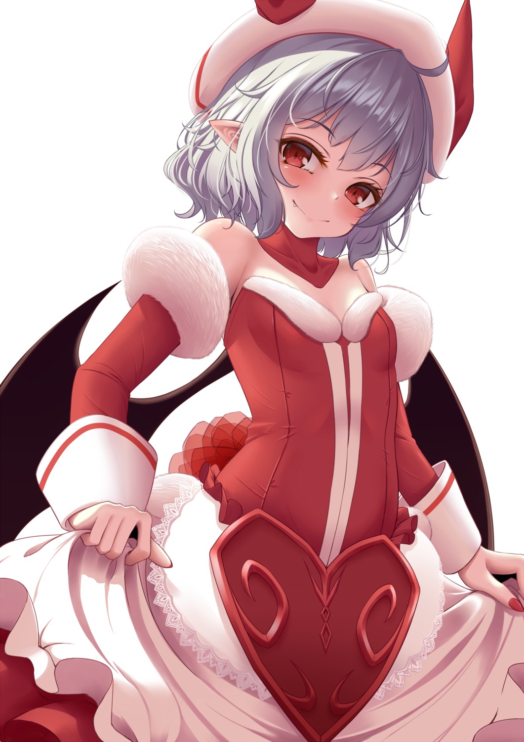 cleavage indica pointy_ears remilia_scarlet skirt_lift touhou wings