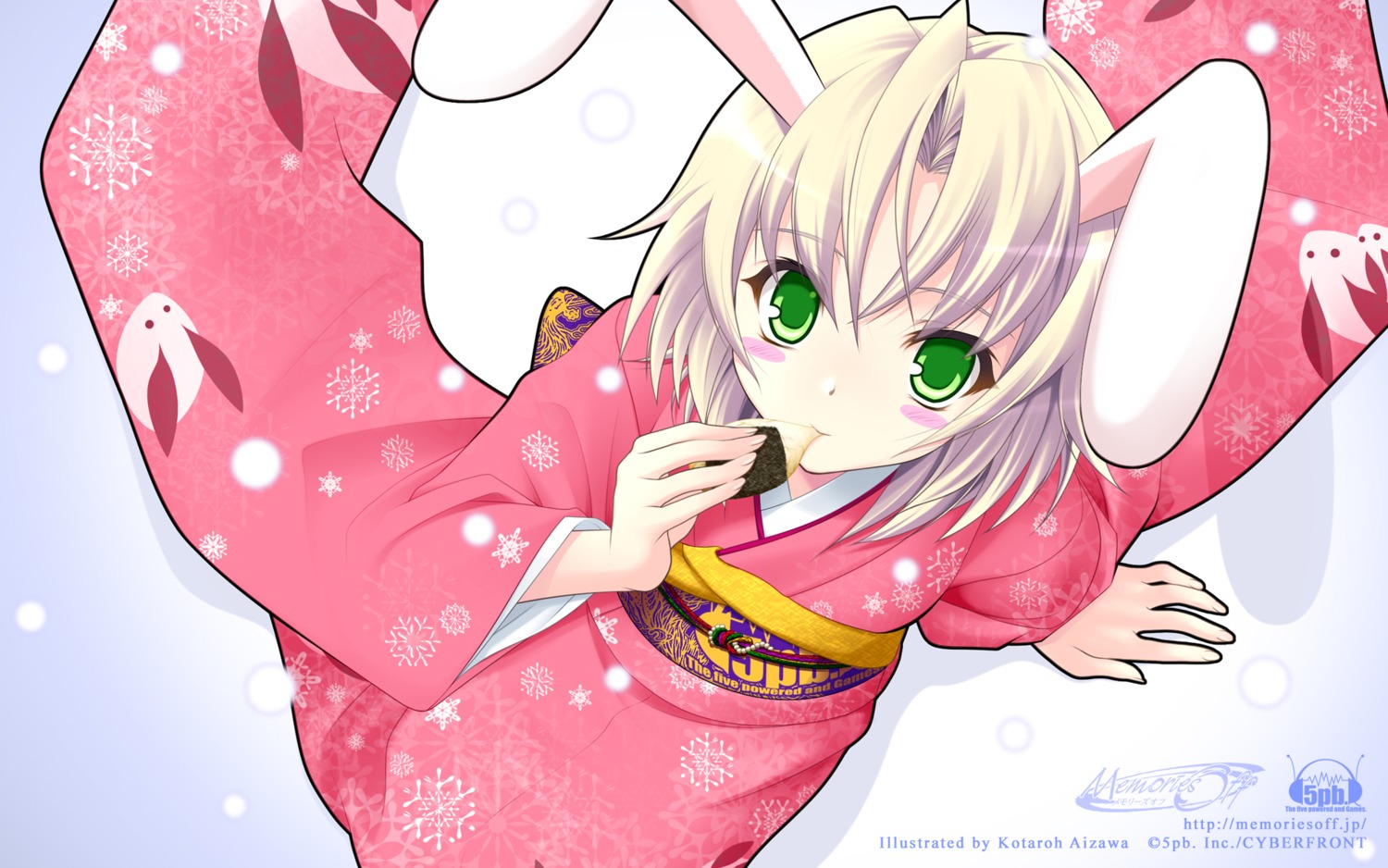 5pb. aizawa_kotarou animal_ears bunny_ears kagamigawa_noelle kimono memories_off memories_off_6 wallpaper