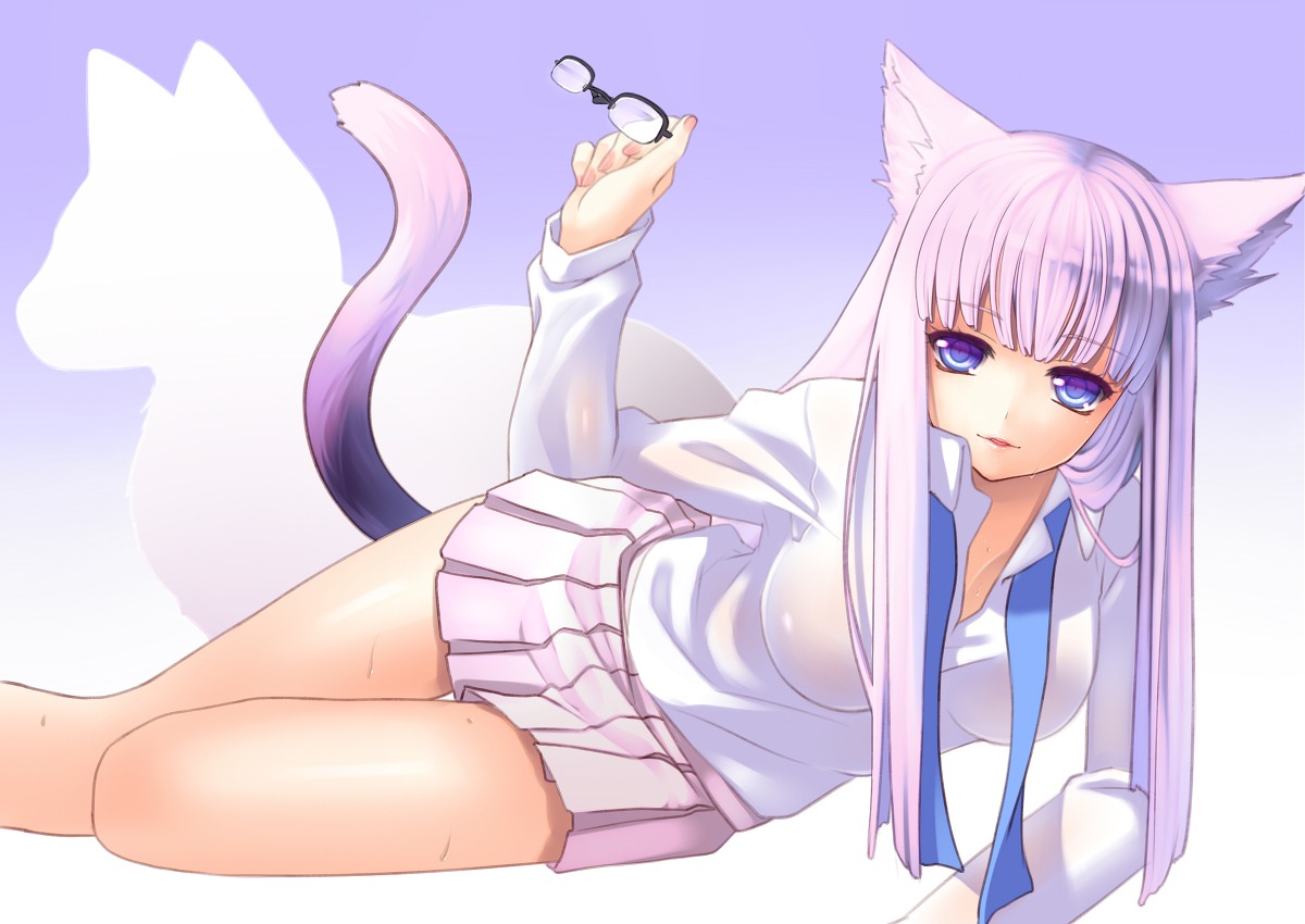 animal_ears megane nana_mikoto nekomimi tail