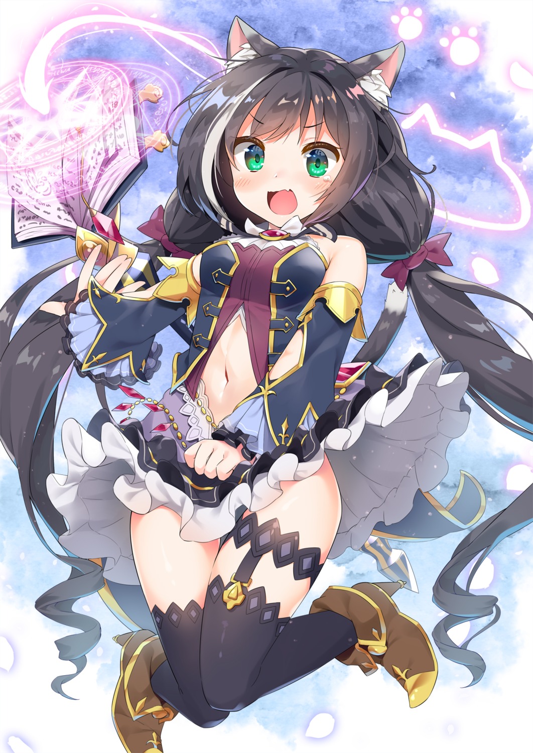 animal_ears garter heels karyl_(princess_connect) kutata nekomimi princess_connect princess_connect!_re:dive skirt_lift stockings tail thighhighs