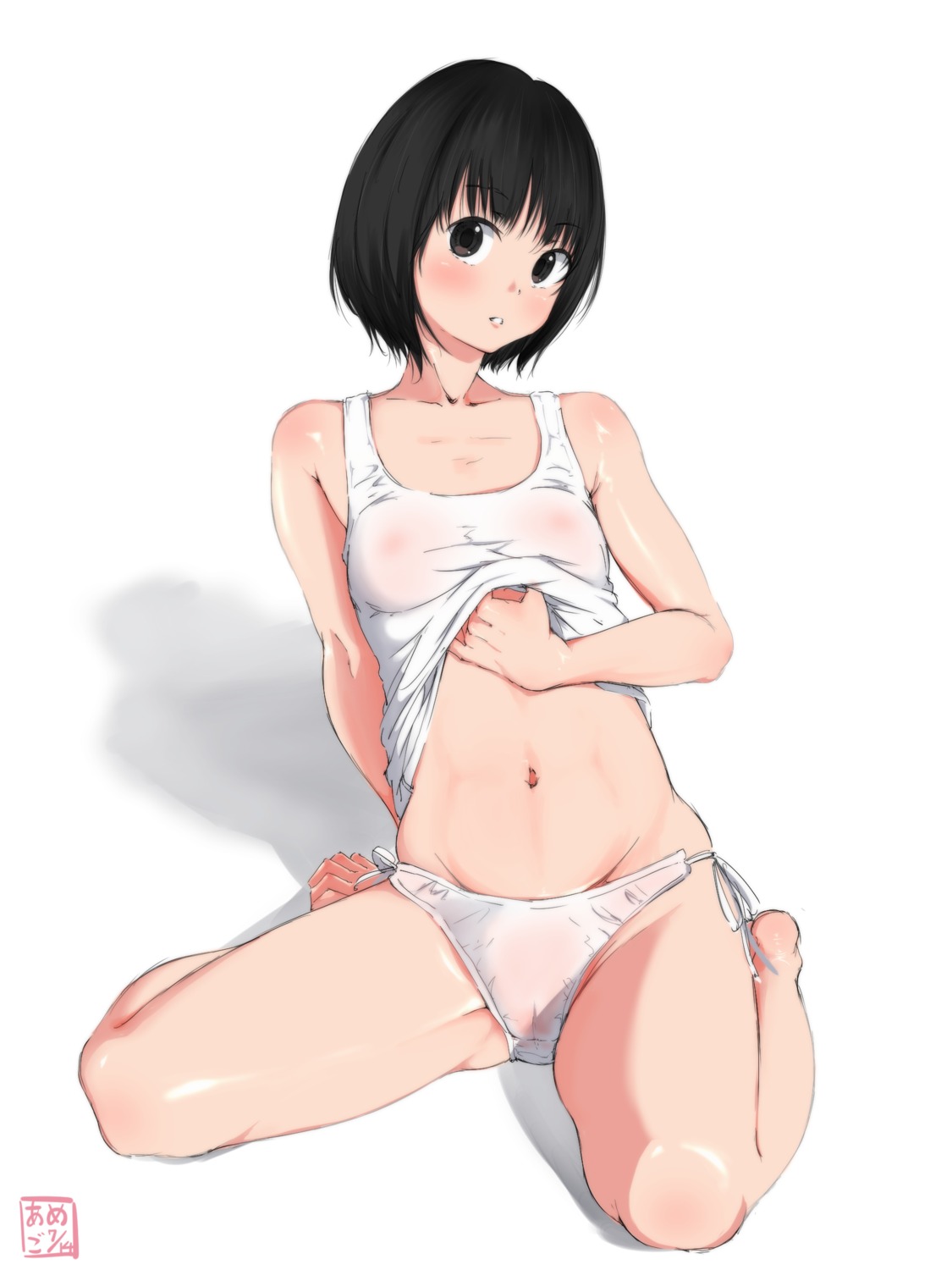 amego areola cameltoe no_bra pantsu see_through shirt_lift string_panties