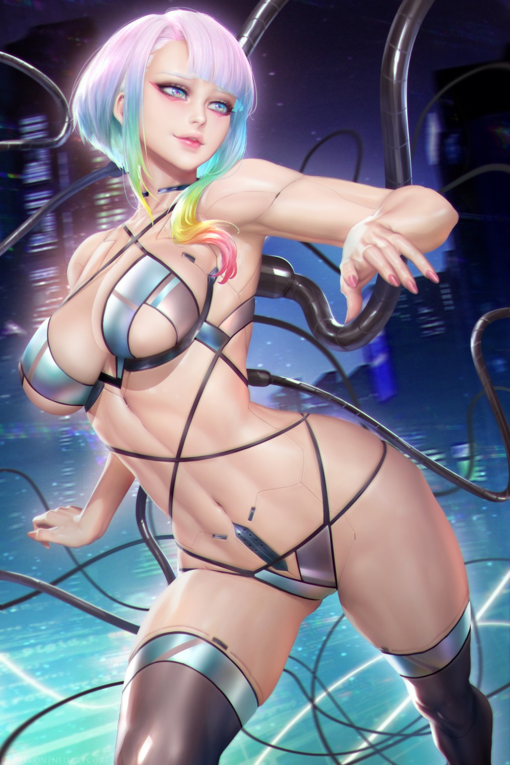 bra cyberpunk:_edgerunners cyberpunk_2077 lingerie lucy_(cyberpunk) mecha_musume nudtawut_thongmai pantsu thighhighs